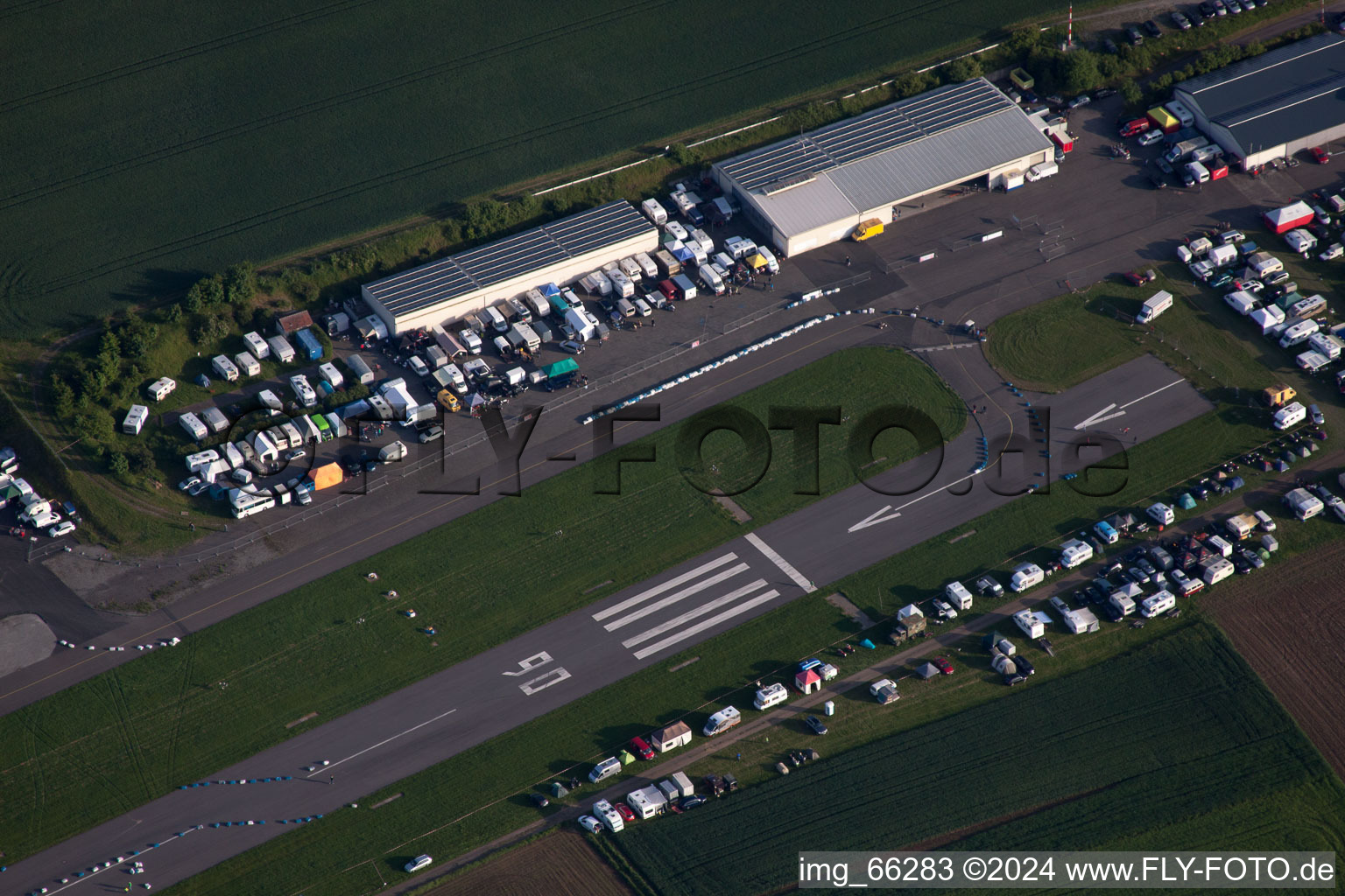 Oblique view of Airport in Walldürn in the state Baden-Wuerttemberg, Germany