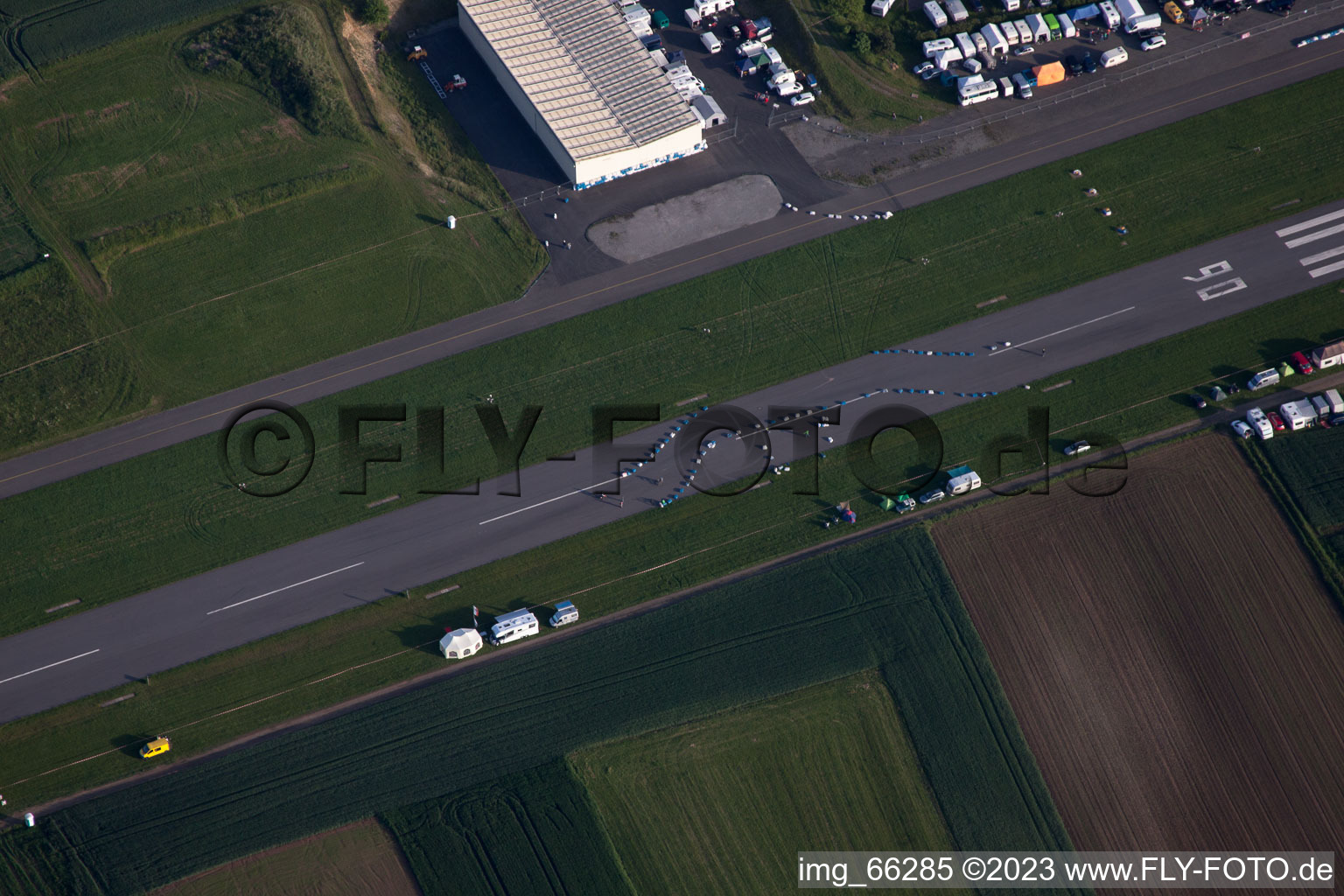 Airfield in Walldürn in the state Baden-Wuerttemberg, Germany from above