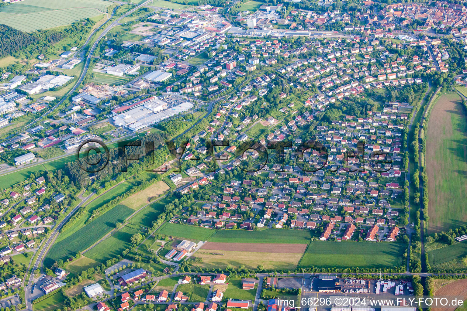 Aerial view of Buchen in the state Baden-Wuerttemberg, Germany