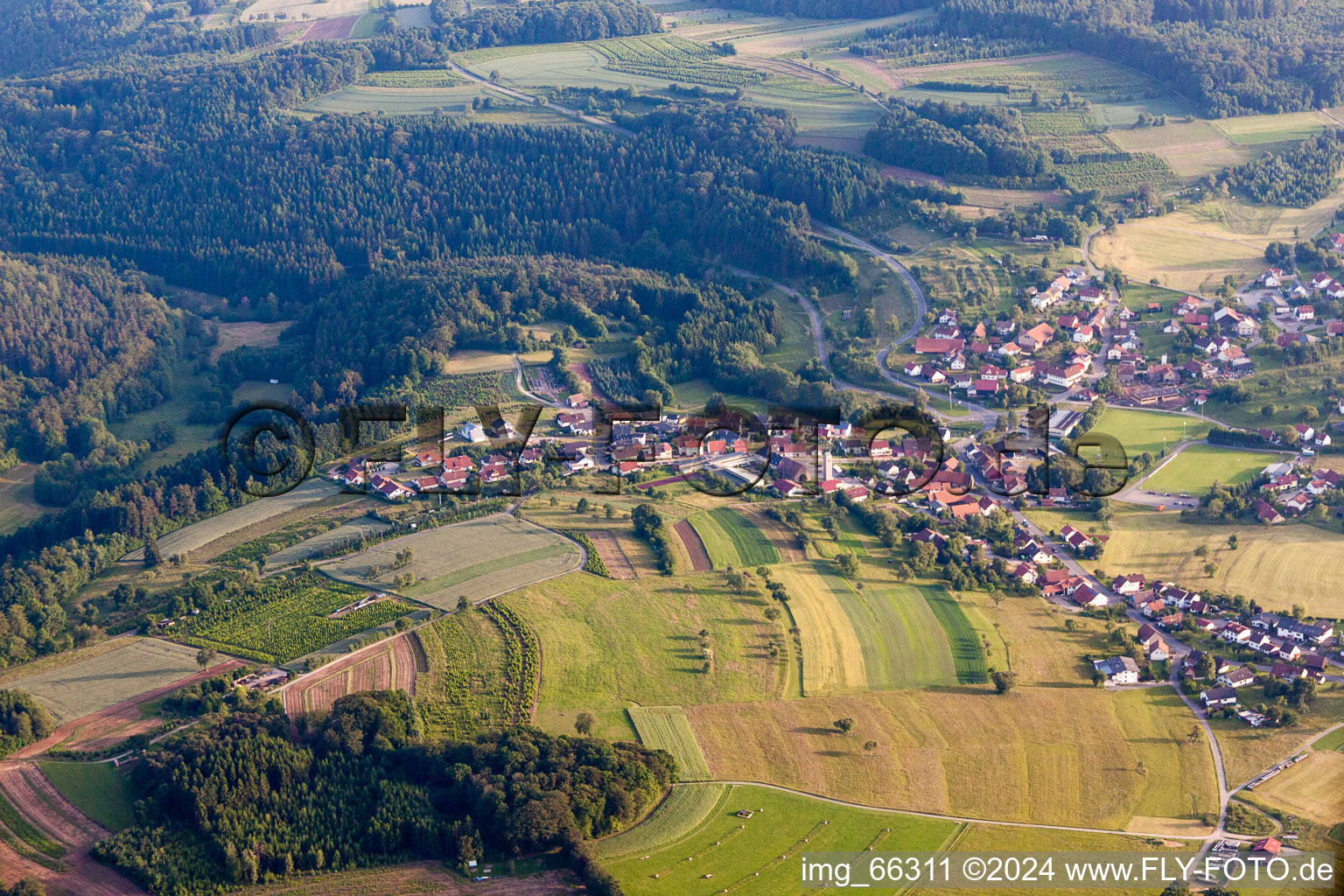 Agricultural fields and farmland in the district Laudenberg in Limbach in the state Baden-Wuerttemberg, Germany