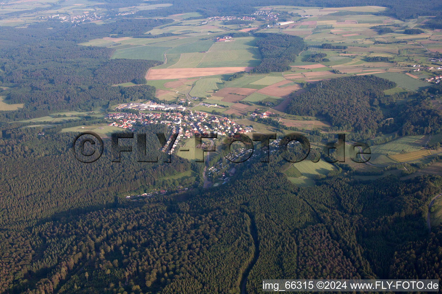 Aerial view of From the northwest in the district Krumbach in Limbach in the state Baden-Wuerttemberg, Germany