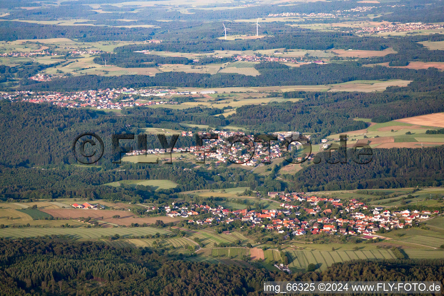 Aerial view of District Krumbach in Limbach in the state Baden-Wuerttemberg, Germany