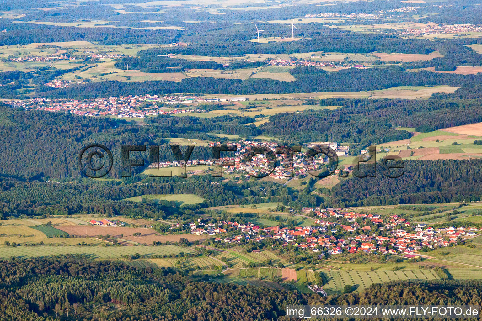 Aerial photograpy of District Krumbach in Limbach in the state Baden-Wuerttemberg, Germany