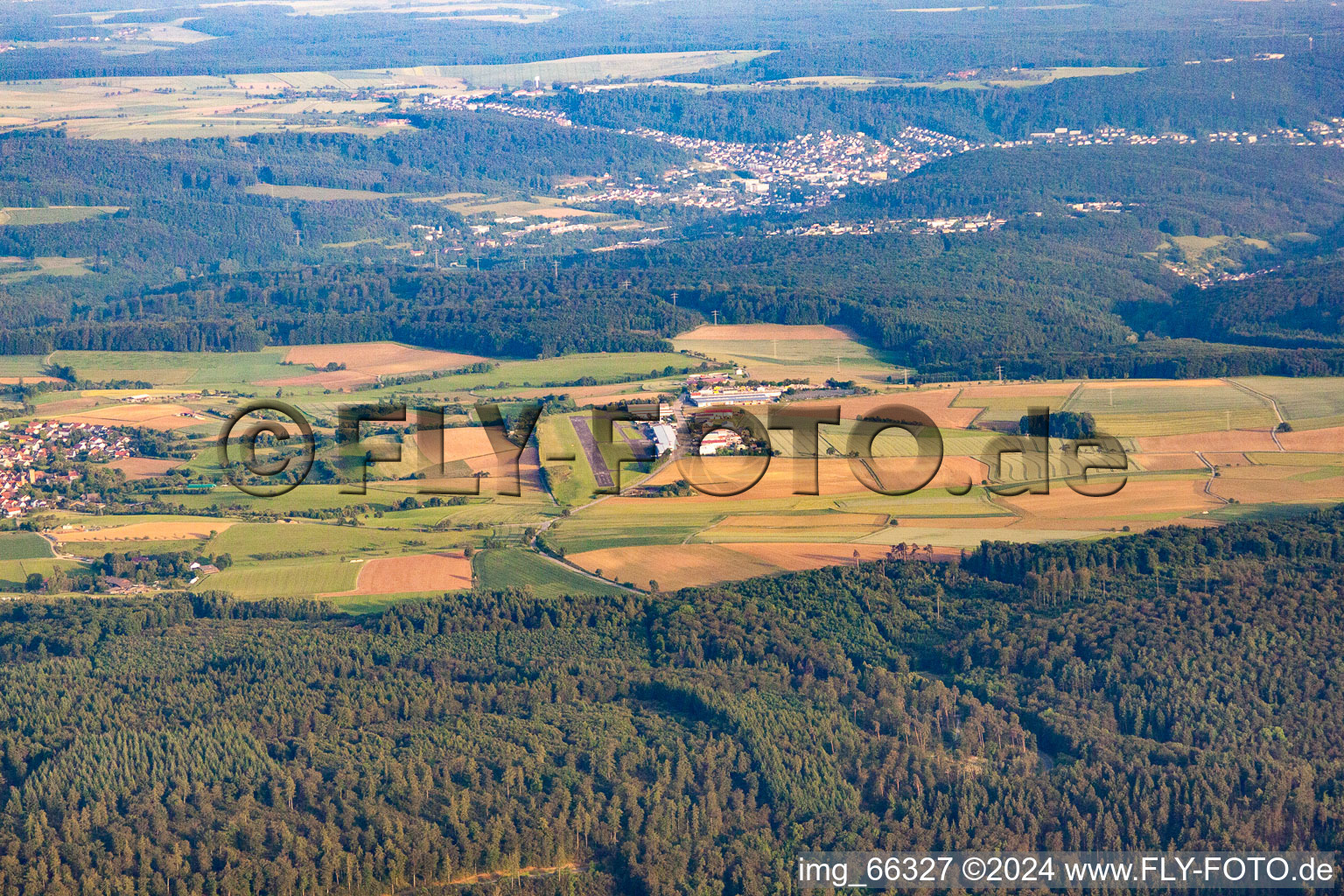 Airport Mosbach Lohrbach EDGM from north in the district Lohrbach in Mosbach in the state Baden-Wuerttemberg, Germany