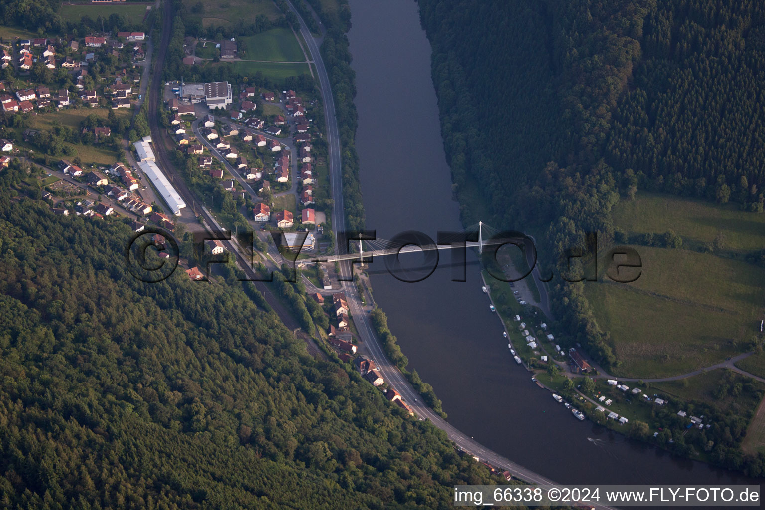 Neckargerach in the state Baden-Wuerttemberg, Germany from the plane