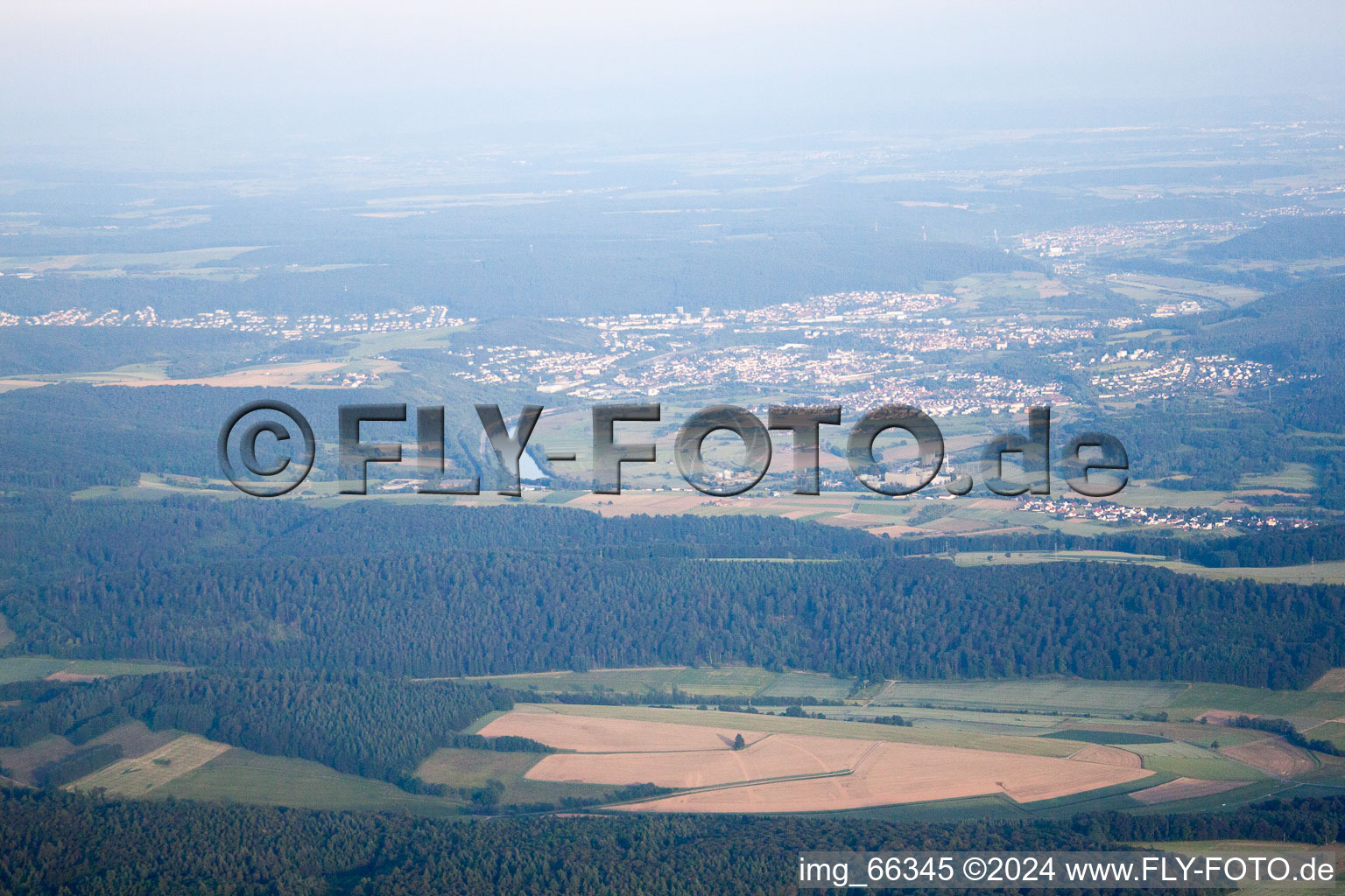 Mosbach in the state Baden-Wuerttemberg, Germany seen from above