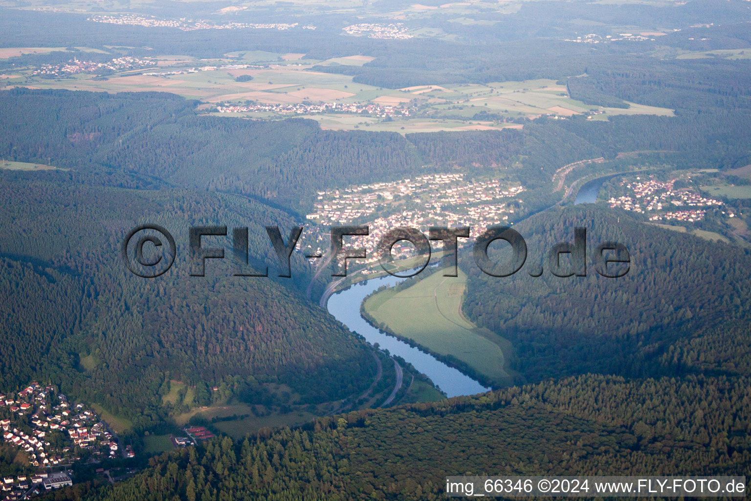 Neckargerach in the state Baden-Wuerttemberg, Germany from the drone perspective