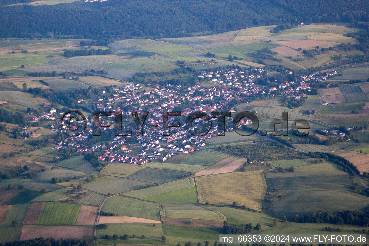 Aerial photograpy of Epfenbach in the state Baden-Wuerttemberg, Germany