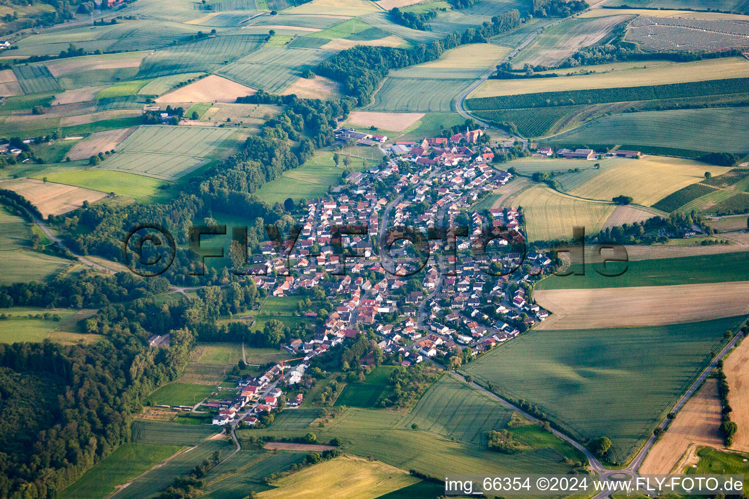 Oblique view of District Lobenfeld in Lobbach in the state Baden-Wuerttemberg, Germany