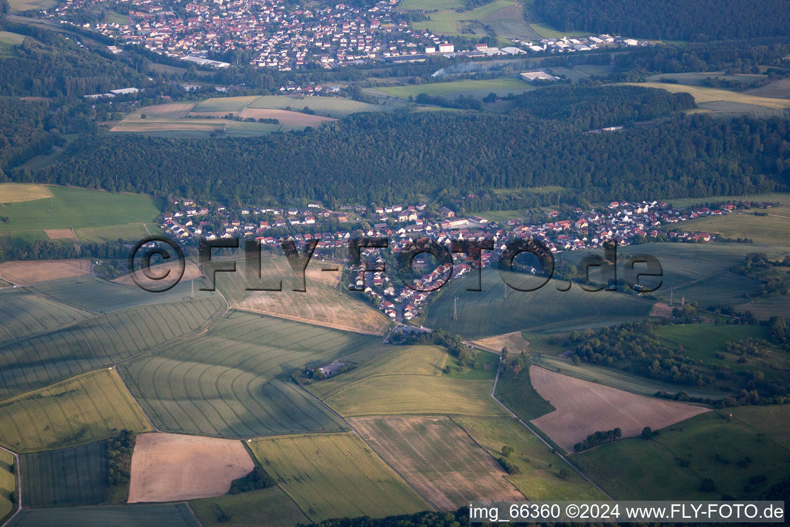 Aerial view of Mauer in the state Baden-Wuerttemberg, Germany