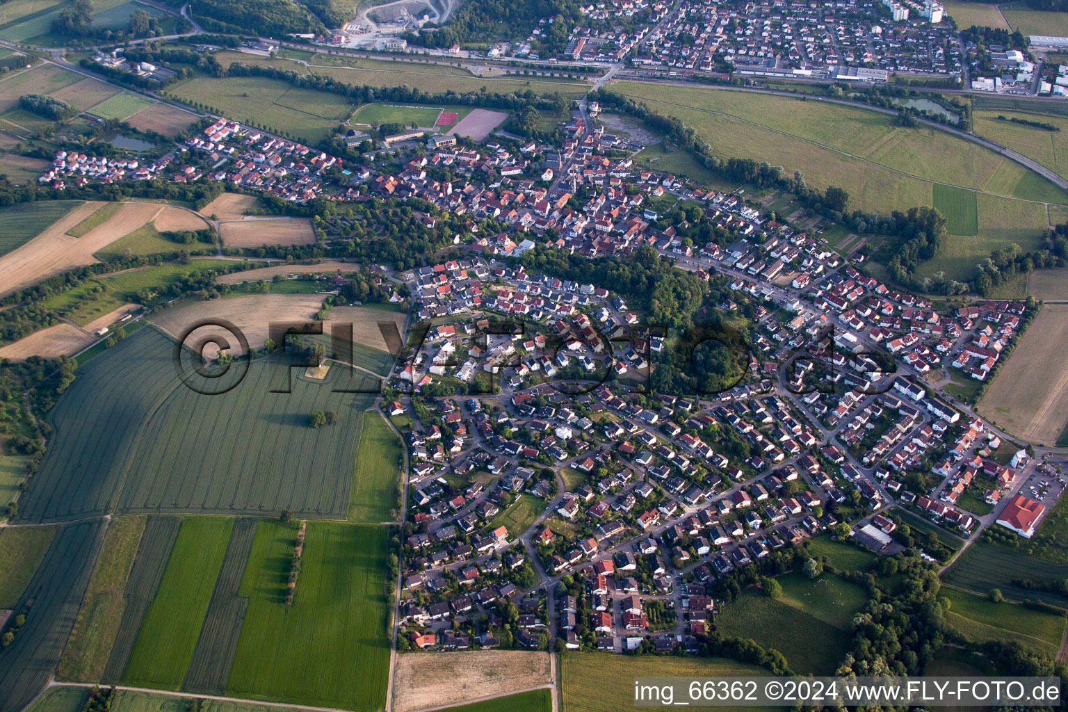 Oblique view of Mauer in the state Baden-Wuerttemberg, Germany