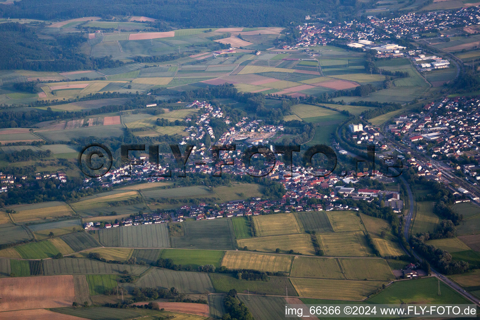 Aerial view of Meckesheim in the state Baden-Wuerttemberg, Germany