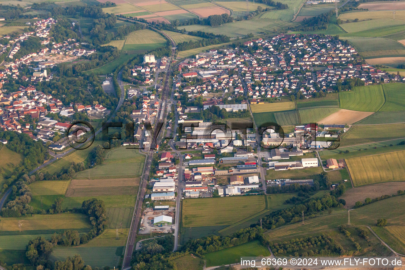 Town View of the streets and houses of the residential areas in Meckesheim in the state Baden-Wurttemberg, Germany