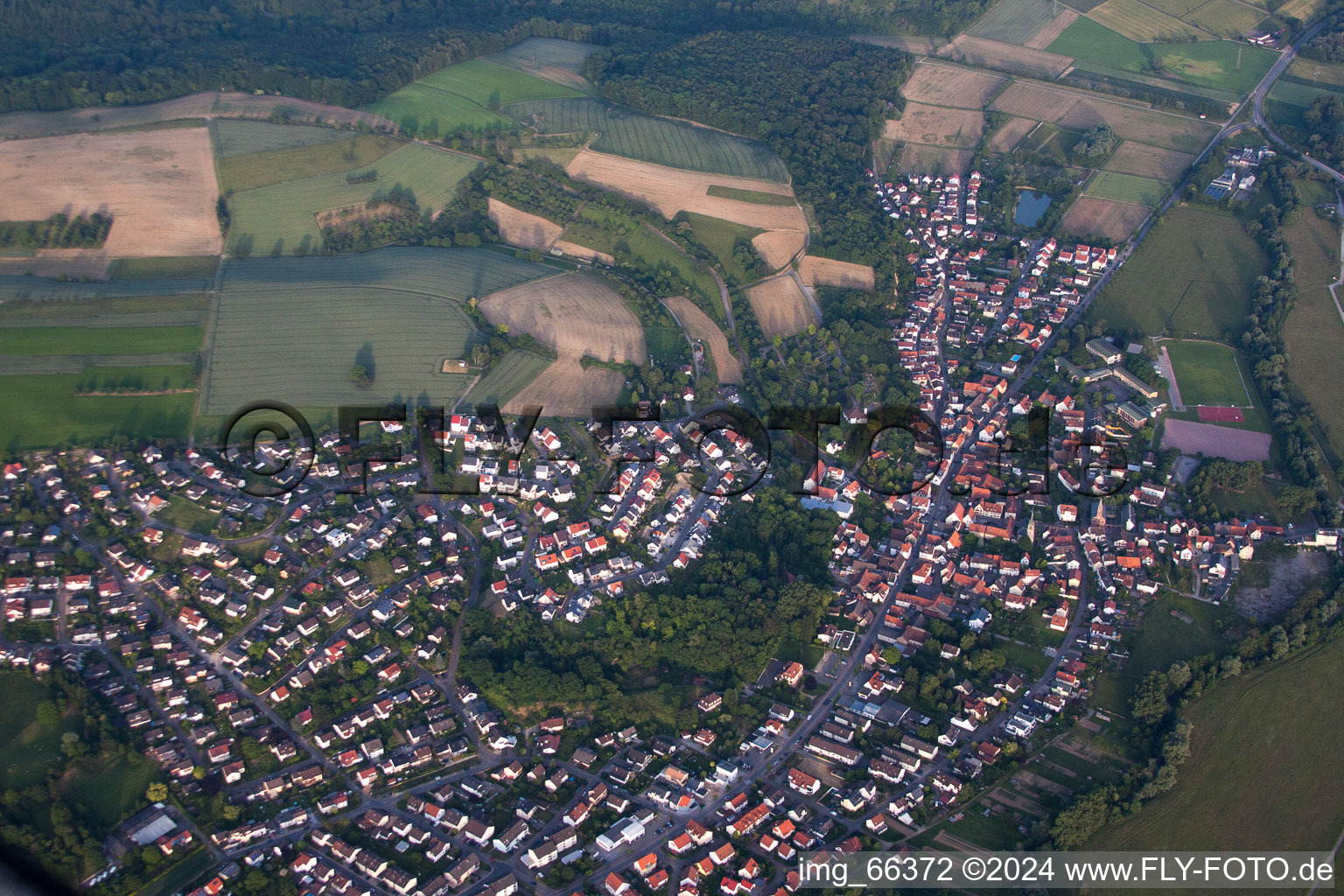 Bird's eye view of Mauer in the state Baden-Wuerttemberg, Germany