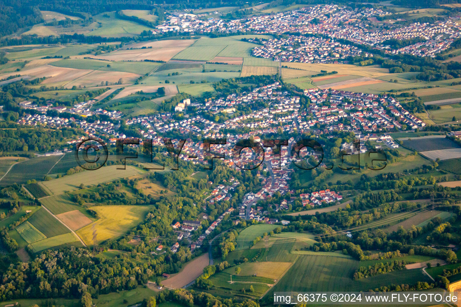 From the east in the district Baiertal in Wiesloch in the state Baden-Wuerttemberg, Germany