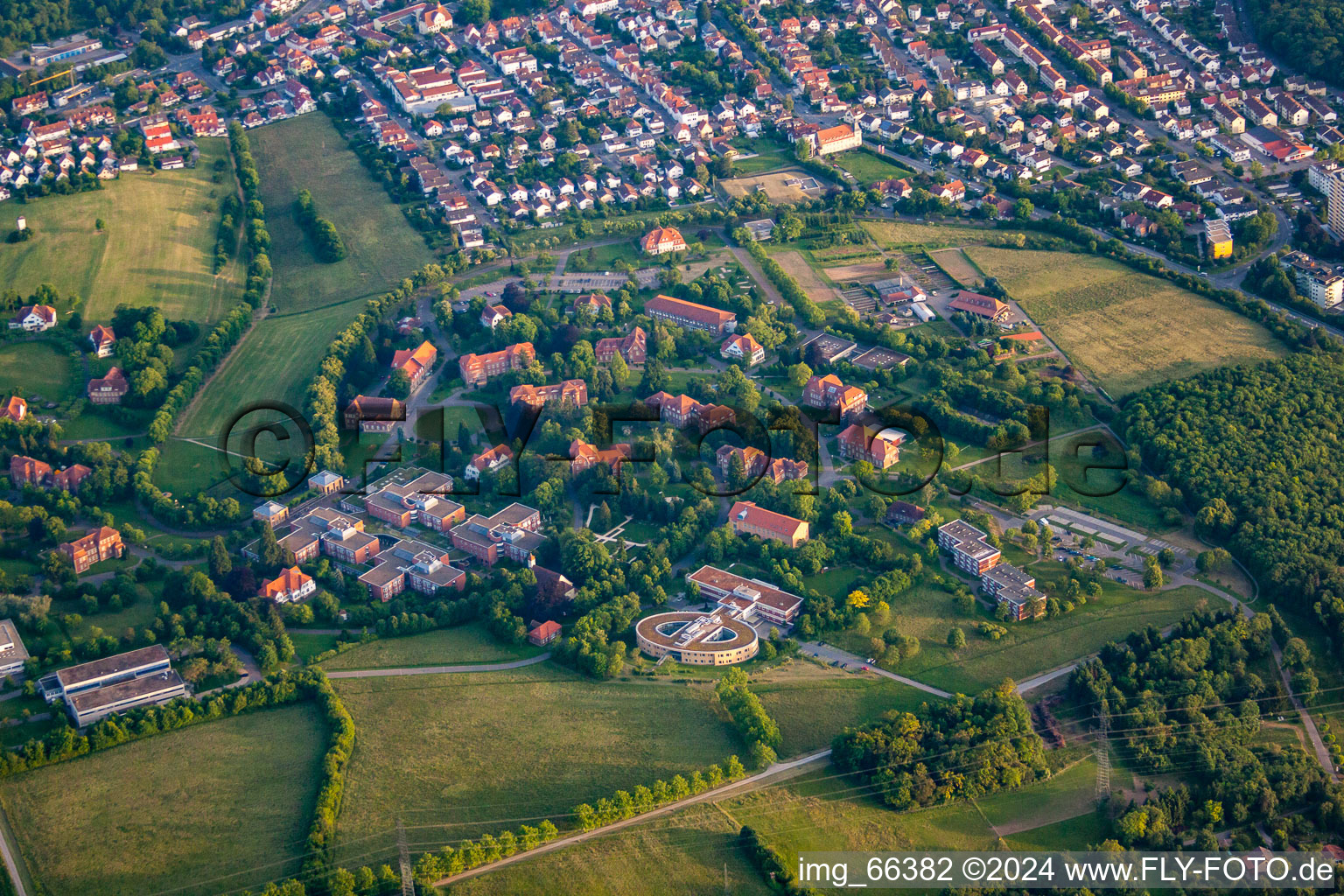 Psychiatric Center North Baden from Northeast in the district Altwiesloch in Wiesloch in the state Baden-Wuerttemberg, Germany