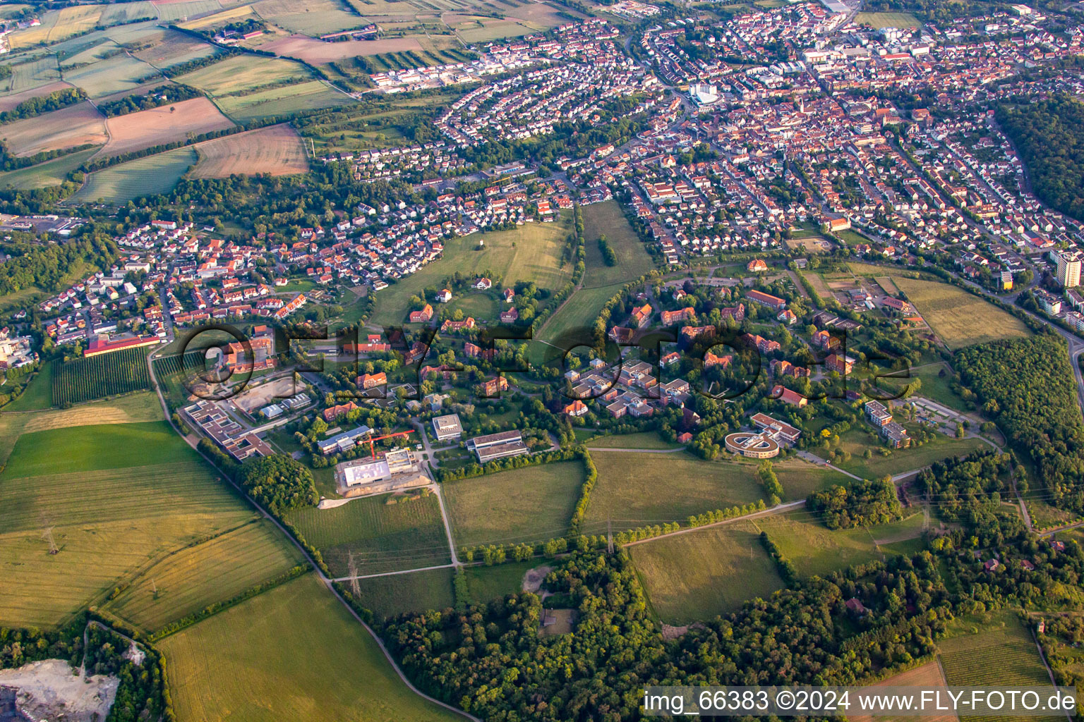 Aerial view of Psychiatric Center North Baden from Northeast in the district Altwiesloch in Wiesloch in the state Baden-Wuerttemberg, Germany