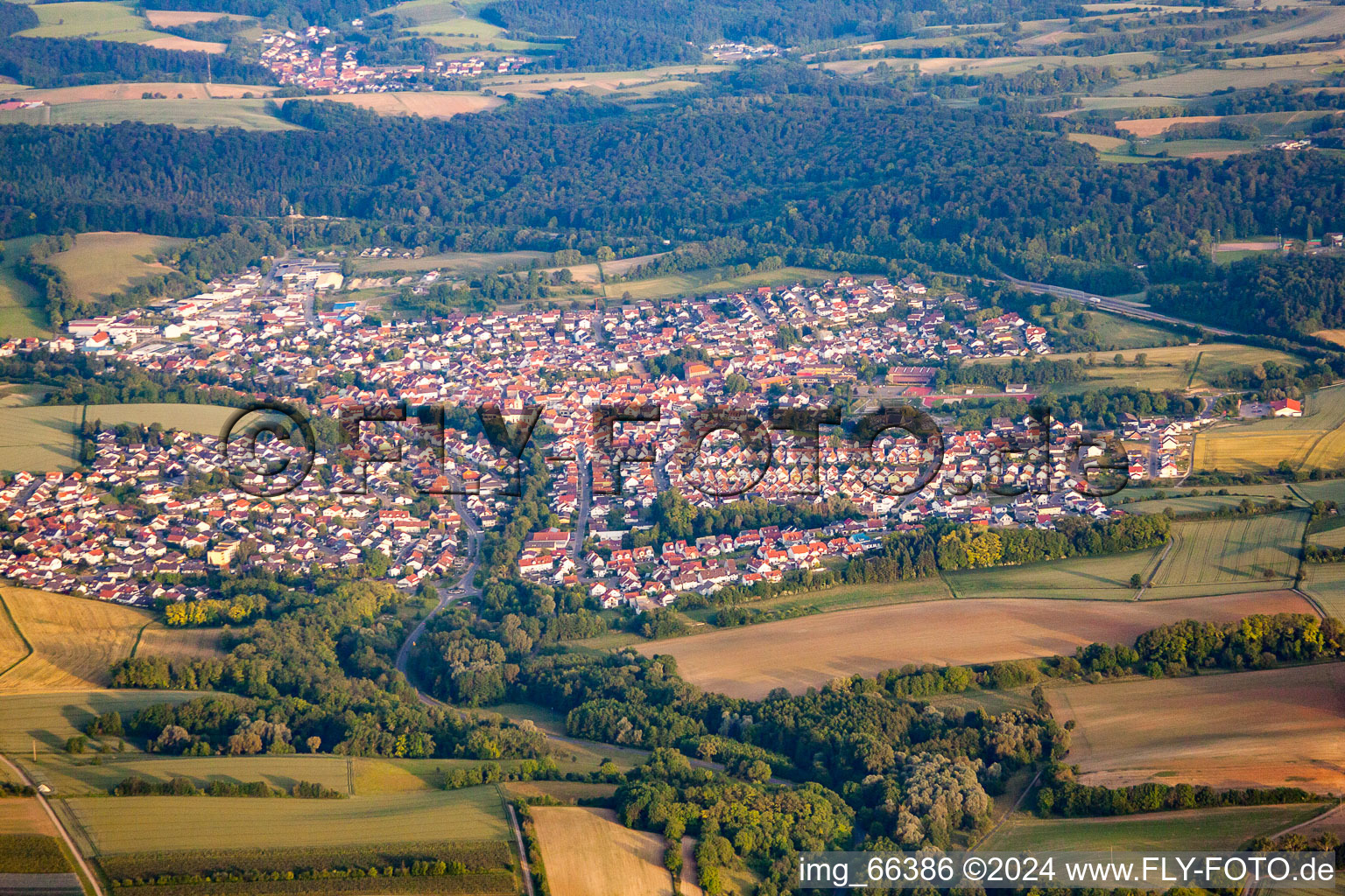 From the south in the district Baiertal in Wiesloch in the state Baden-Wuerttemberg, Germany