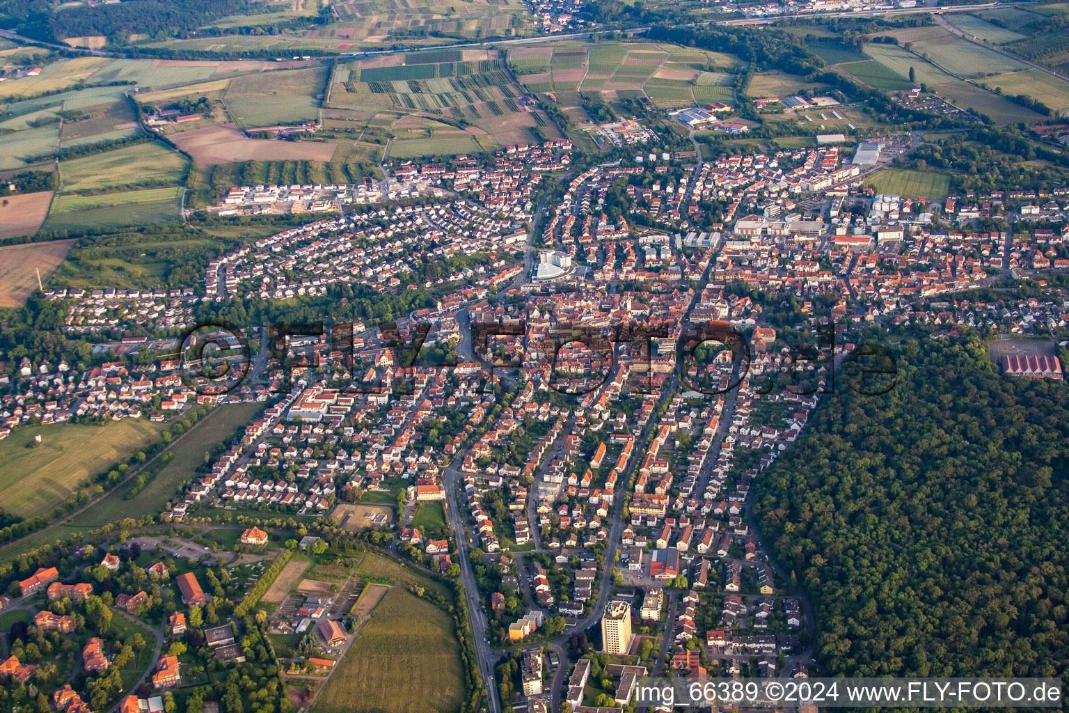 Aerial view of From the north in Wiesloch in the state Baden-Wuerttemberg, Germany