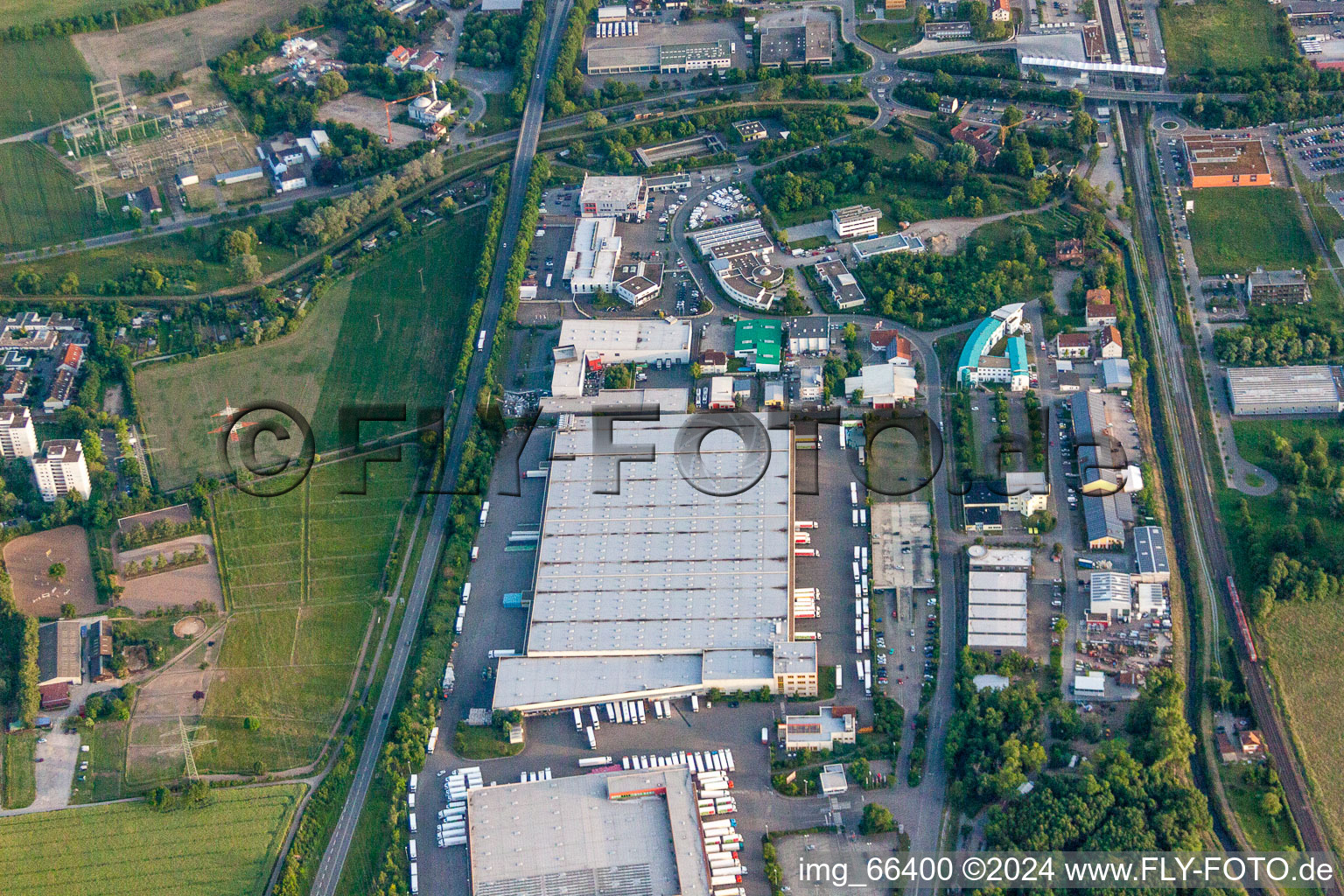 Industrial area In den Weinäckern in Wiesloch in the state Baden-Wuerttemberg, Germany