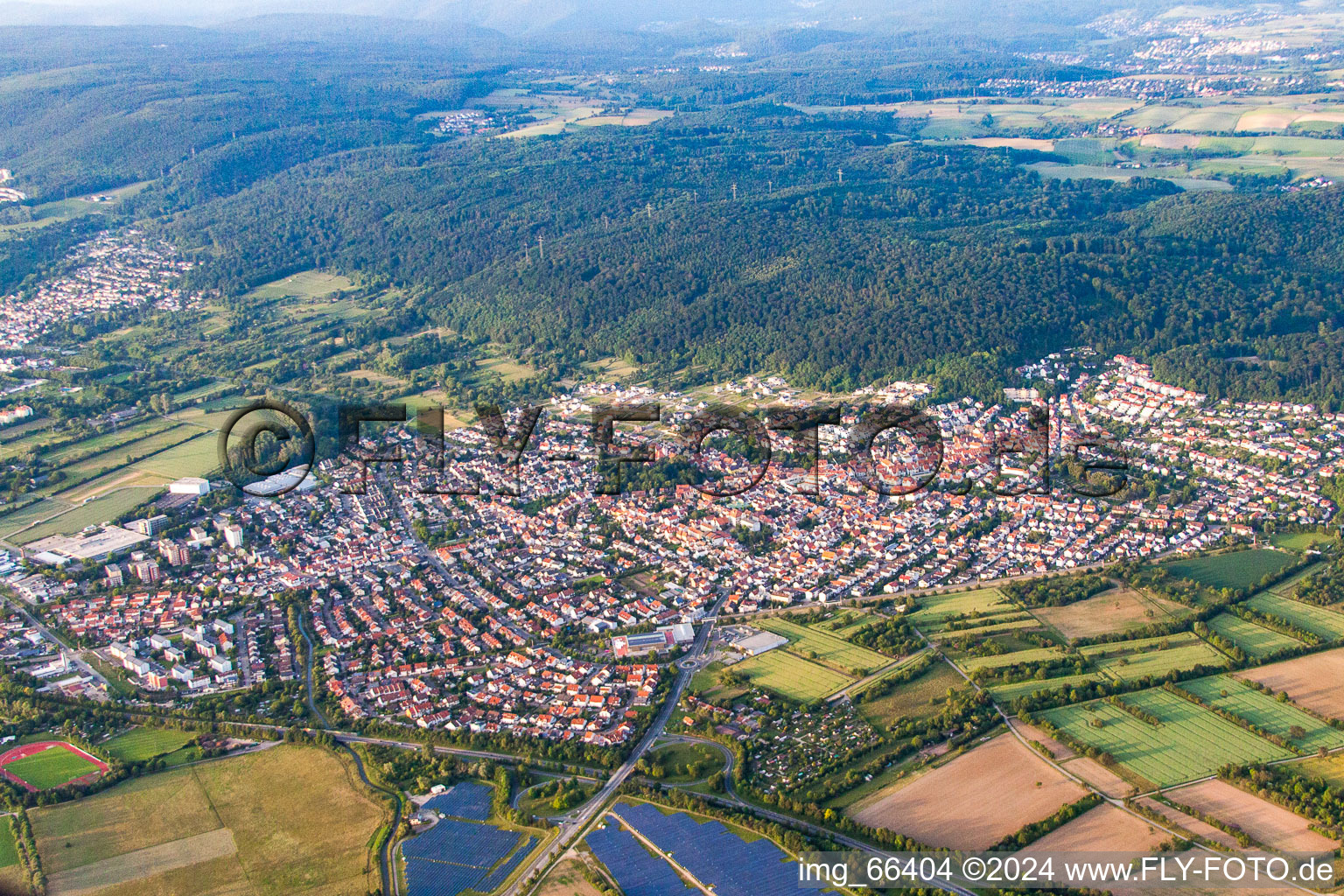 Aerial view of From the southwest in Nußloch in the state Baden-Wuerttemberg, Germany