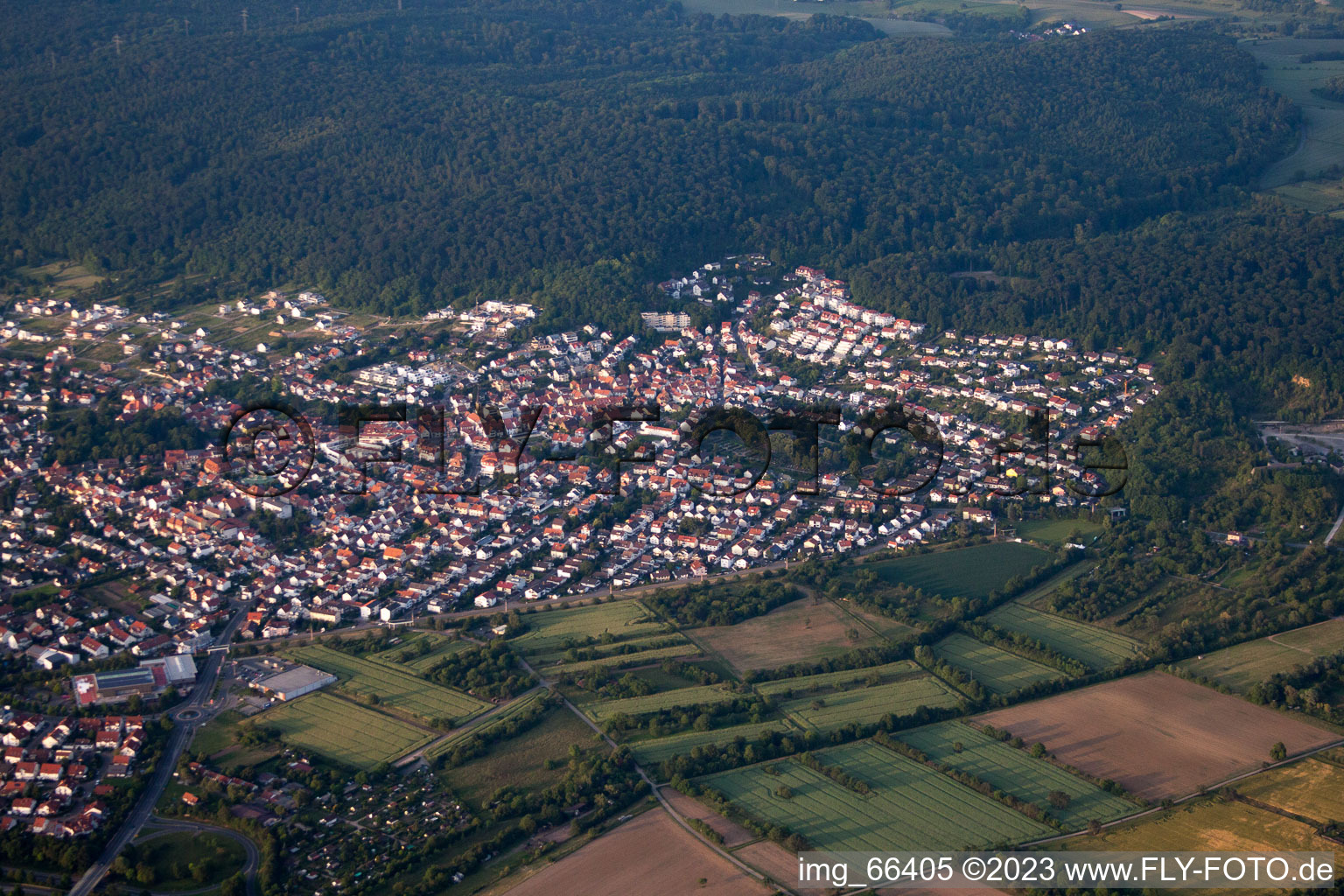 Nußloch in the state Baden-Wuerttemberg, Germany from a drone