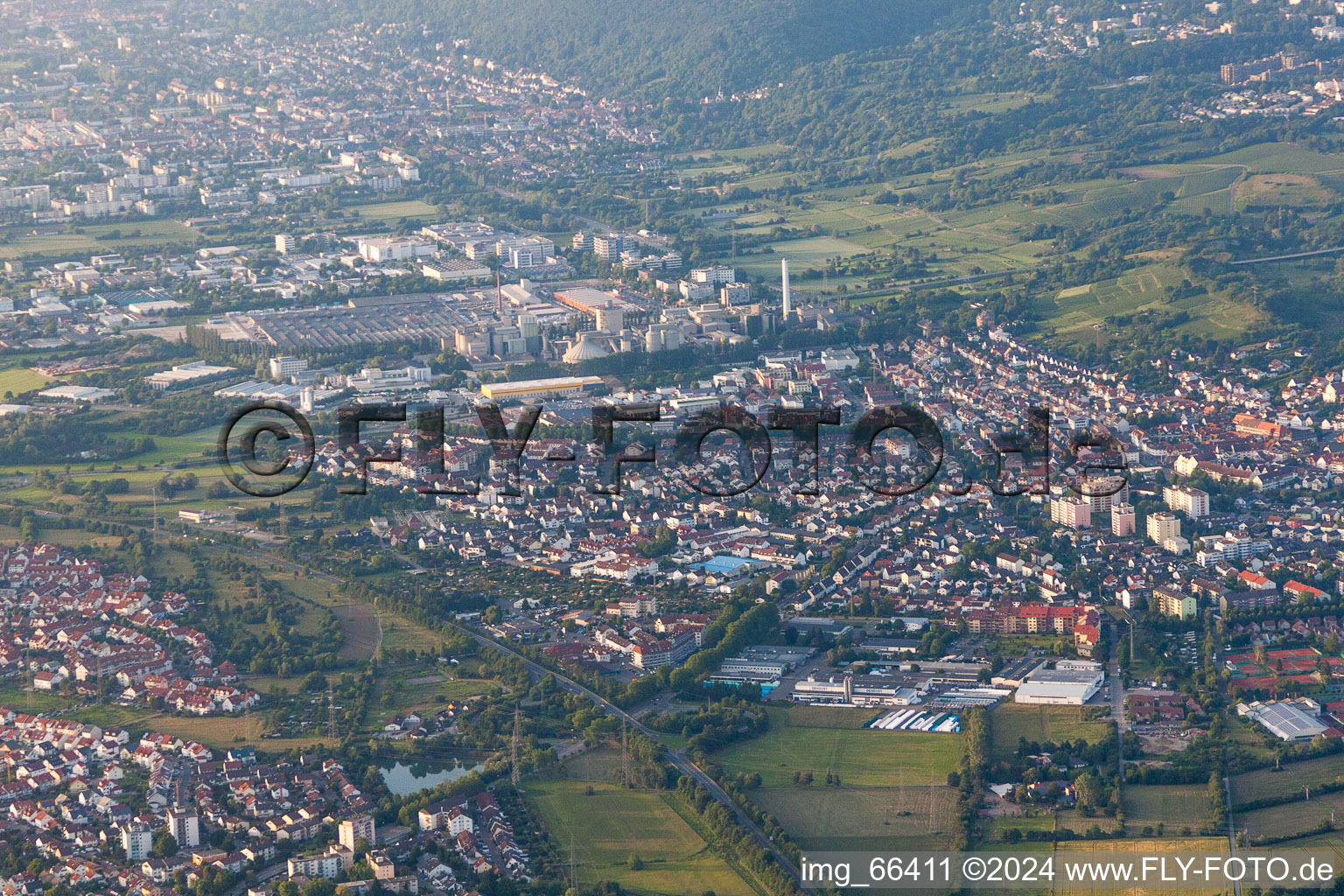 Town View of the streets and houses of the residential areas in Leimen in the state Baden-Wurttemberg, Germany