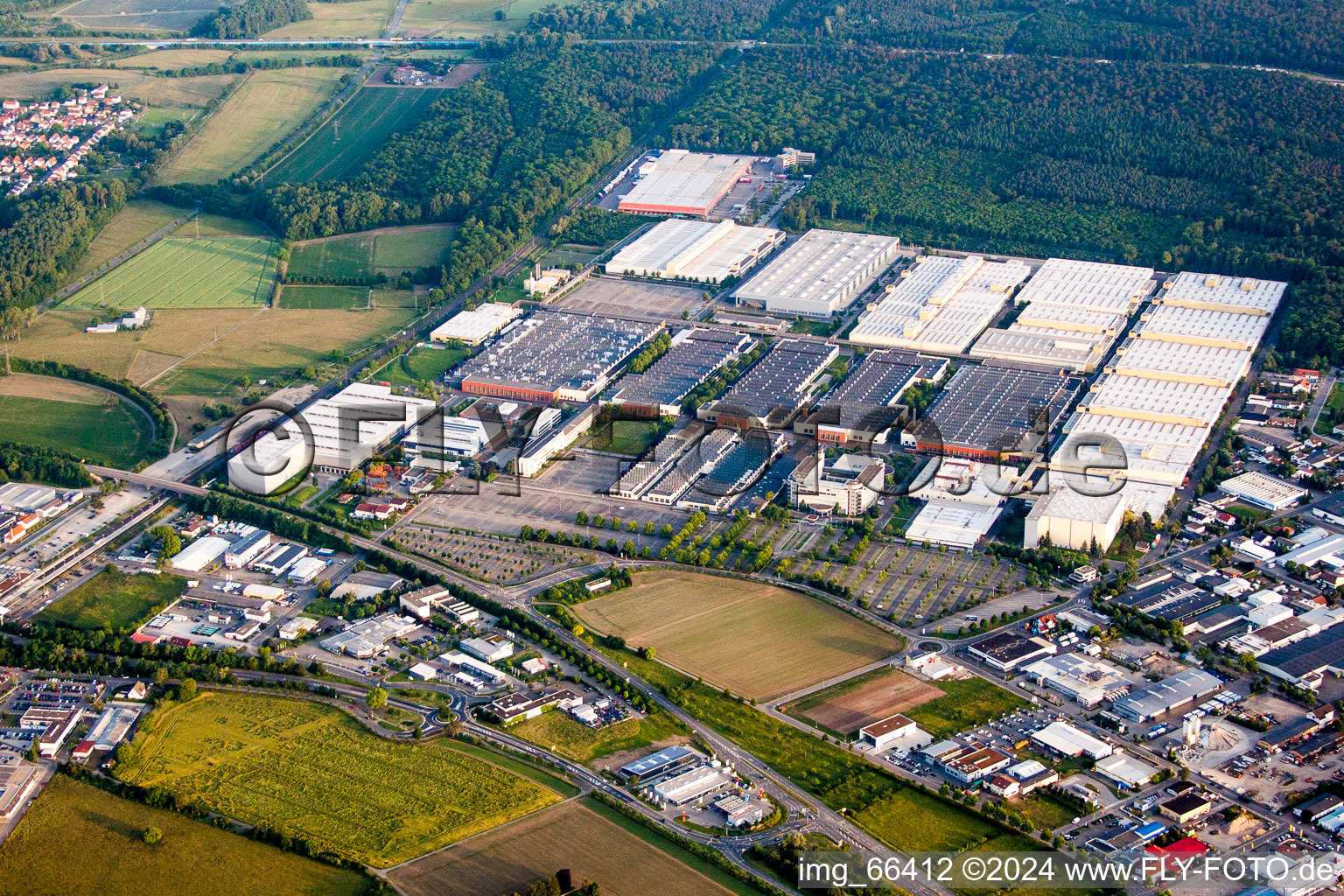 Industrial estate and company settlement of Heidelberger Druckmaschinen AG in Walldorf in the state Baden-Wurttemberg, Germany