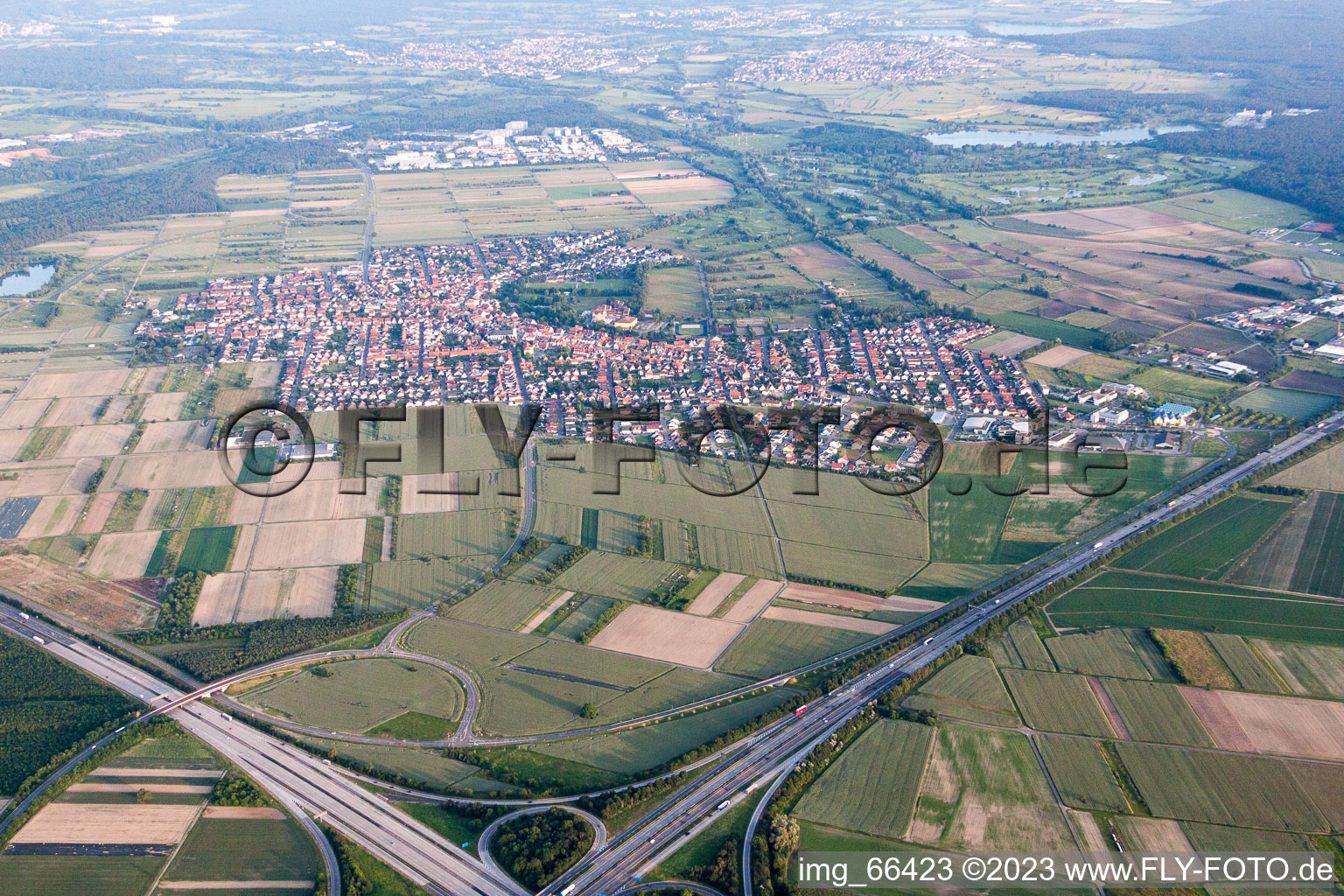 District Rot in St. Leon-Rot in the state Baden-Wuerttemberg, Germany from above
