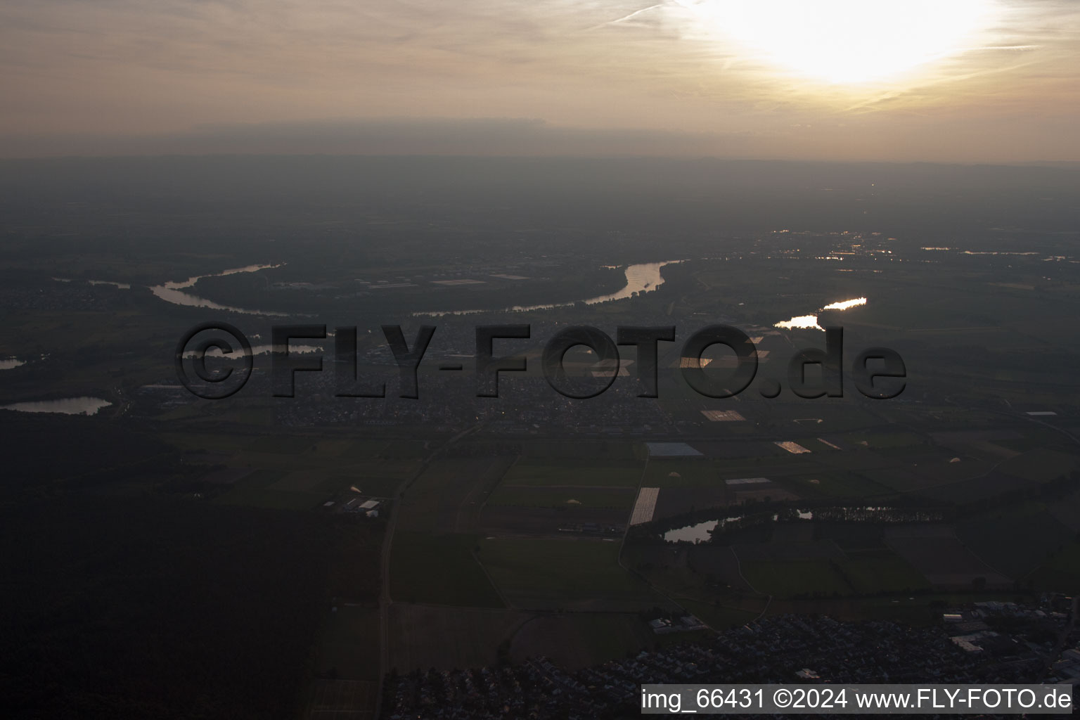 Drone recording of Altlußheim in the state Baden-Wuerttemberg, Germany