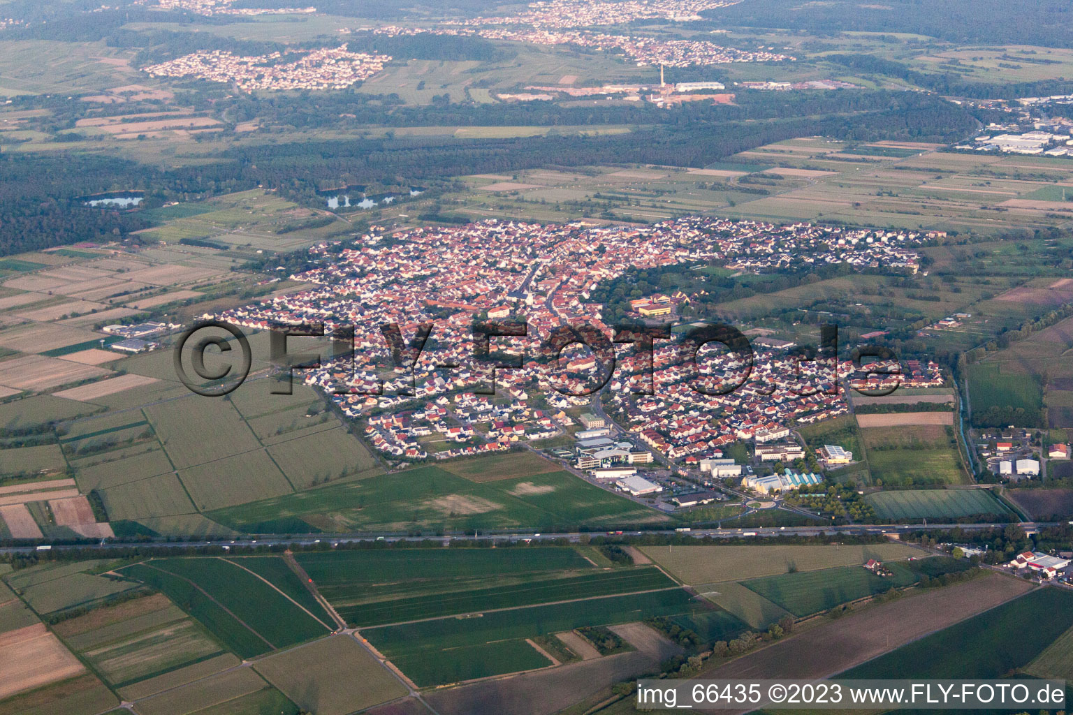Aerial view of Reilingen in the state Baden-Wuerttemberg, Germany