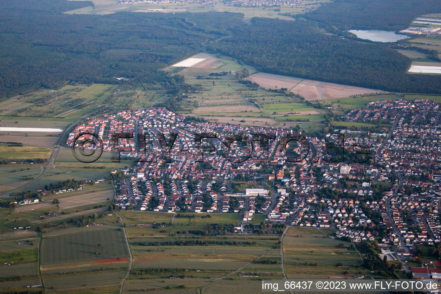 Kirrlach in the state Baden-Wuerttemberg, Germany viewn from the air