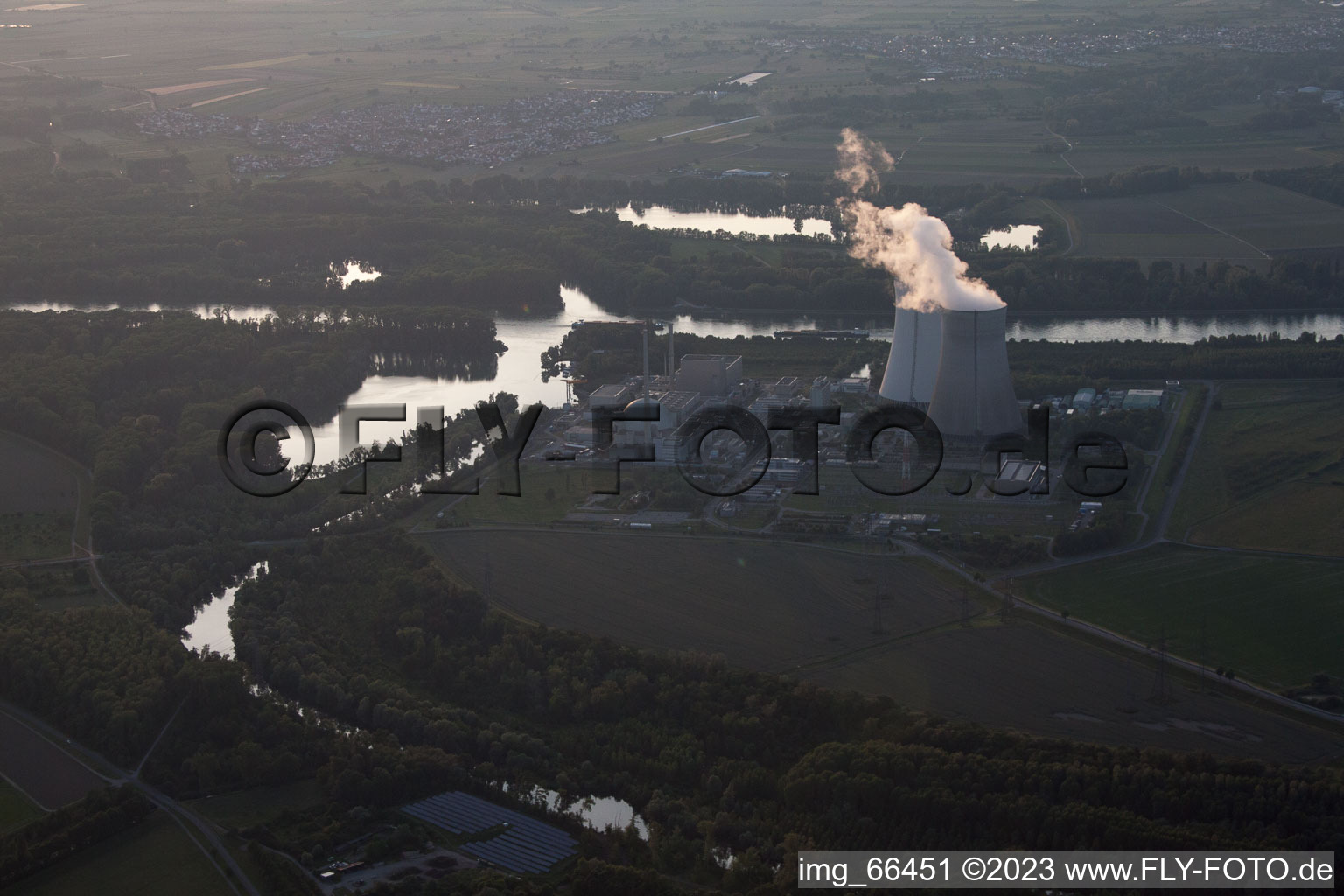 Philippsburg in the state Baden-Wuerttemberg, Germany viewn from the air