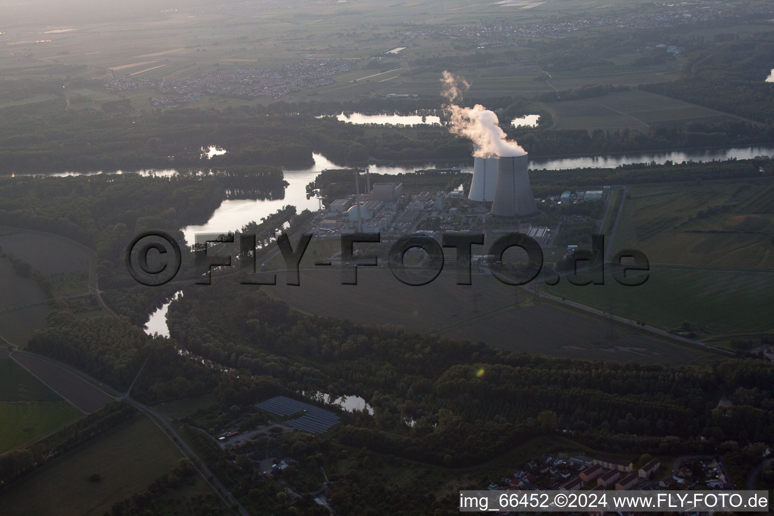 Drone recording of Philippsburg in the state Baden-Wuerttemberg, Germany