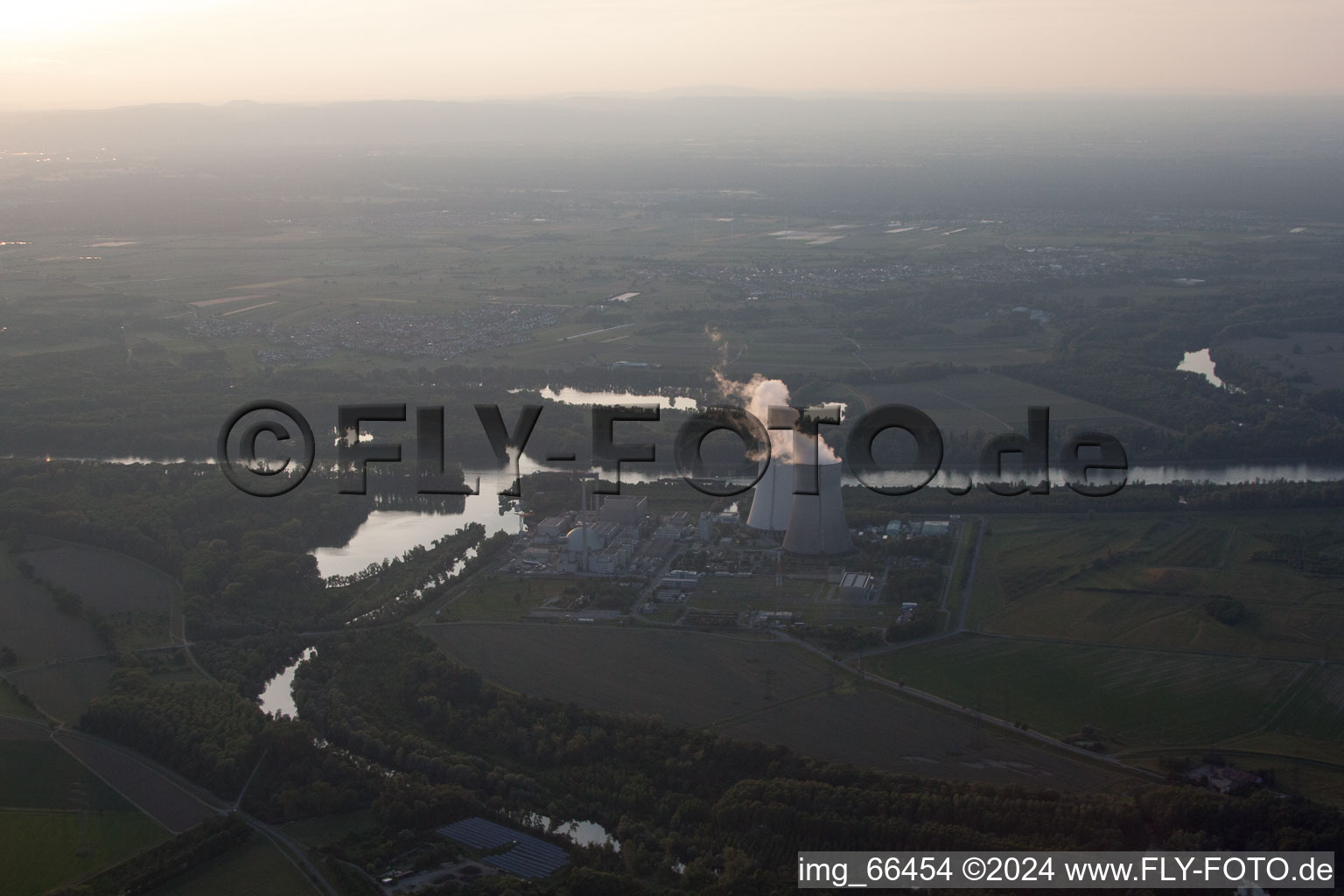 Drone image of Philippsburg in the state Baden-Wuerttemberg, Germany