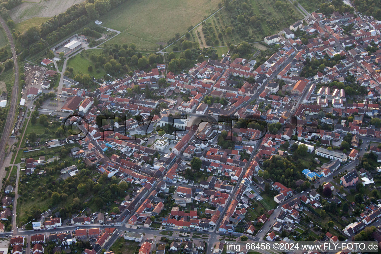 Philippsburg in the state Baden-Wuerttemberg, Germany from the drone perspective