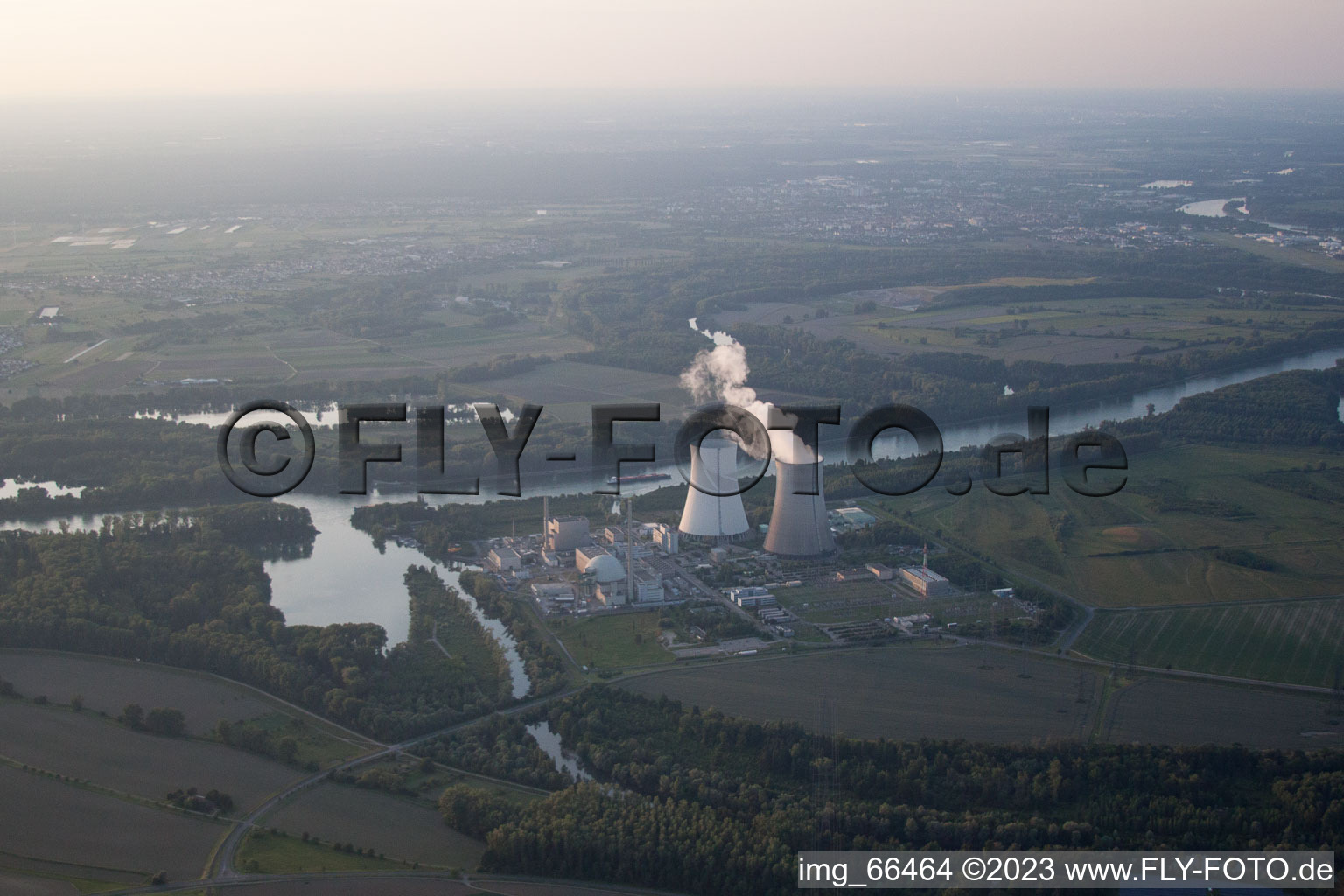 Aerial view of Philippsburg in the state Baden-Wuerttemberg, Germany