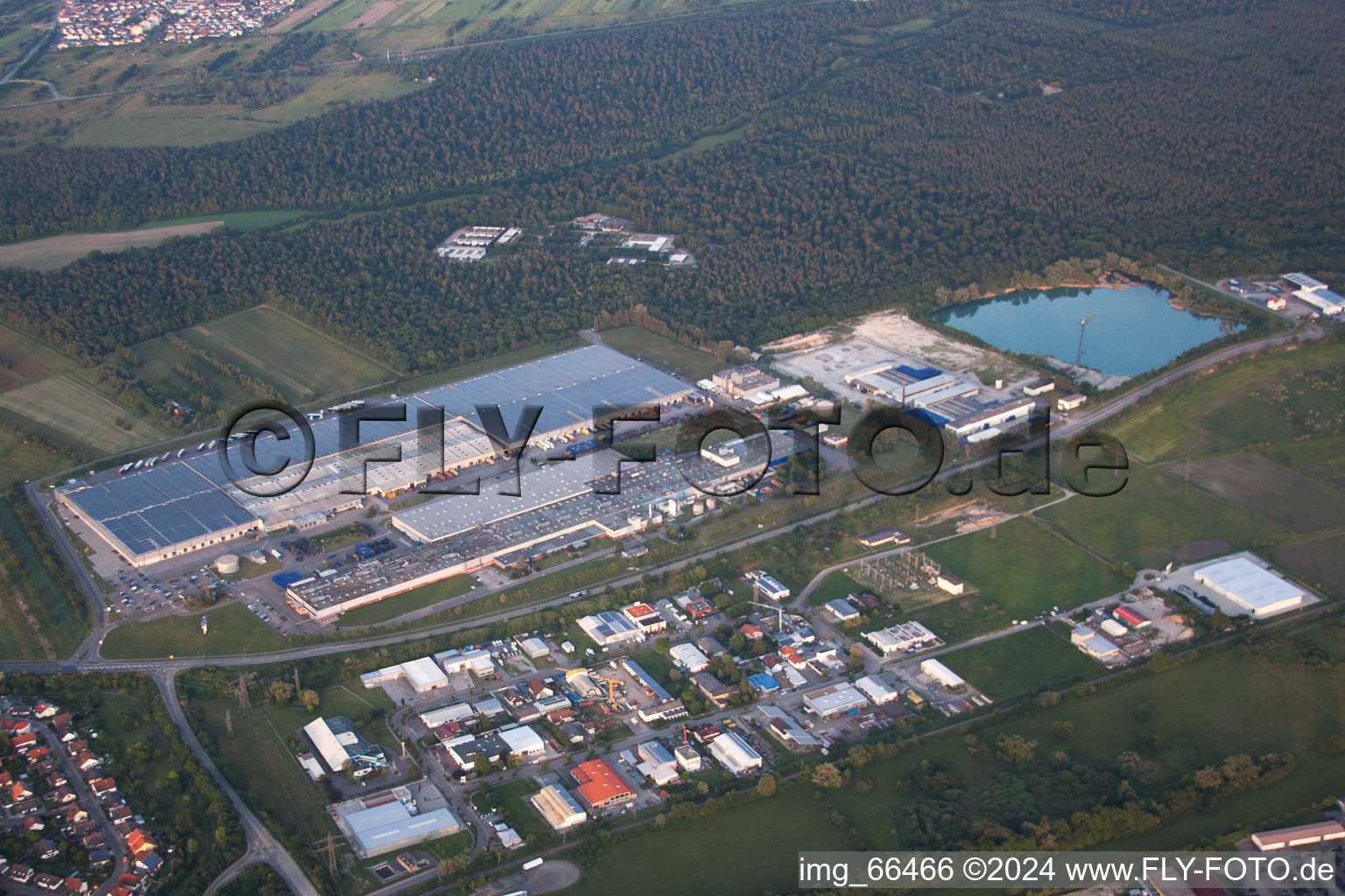 Aerial photograpy of Philippsburg in the state Baden-Wuerttemberg, Germany