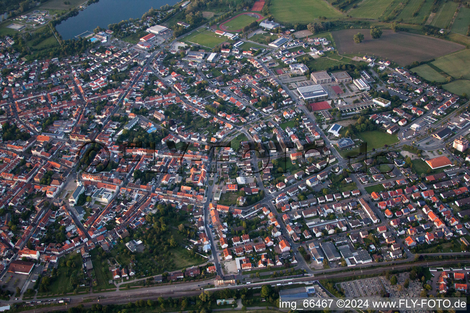 Oblique view of Philippsburg in the state Baden-Wuerttemberg, Germany