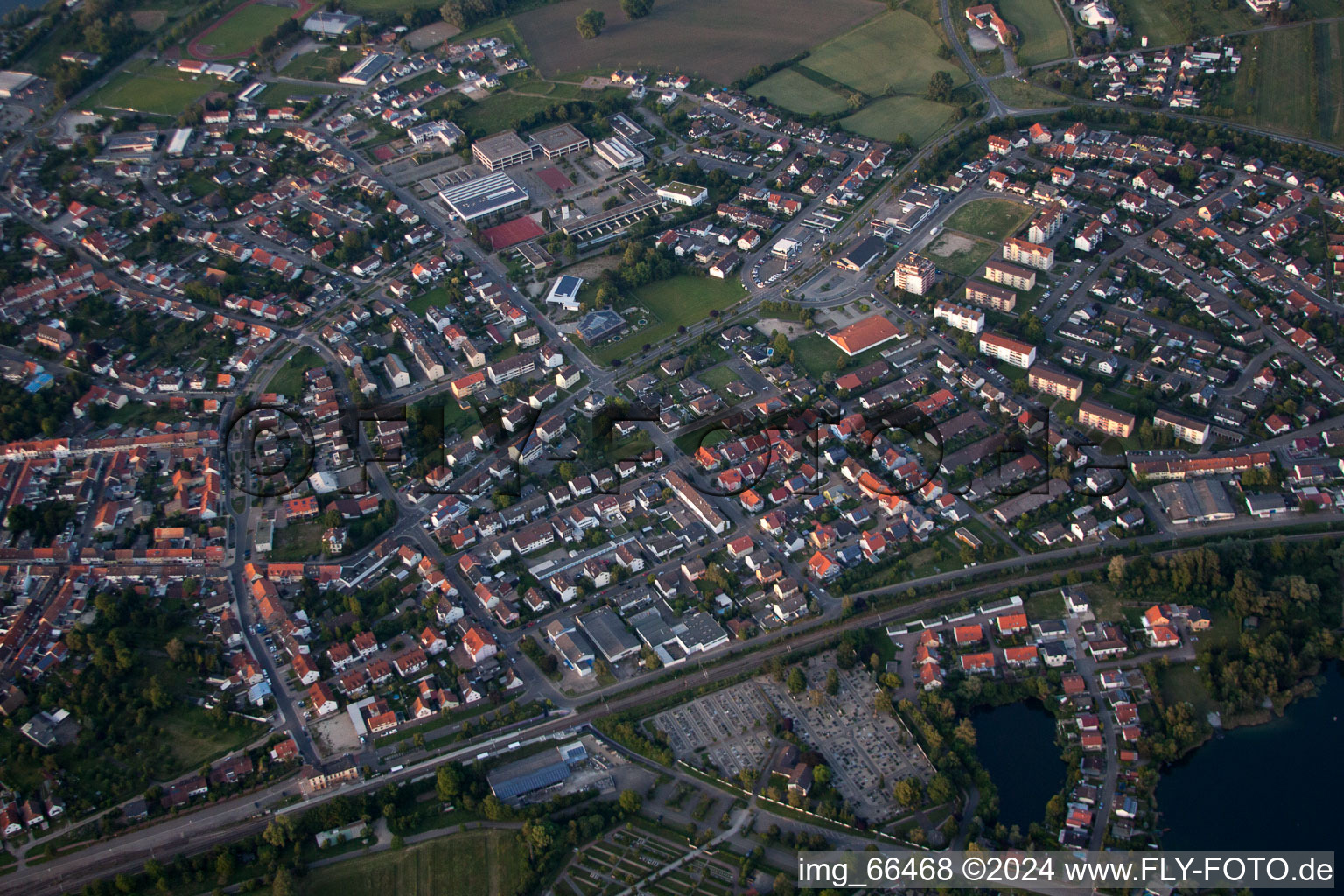 Philippsburg in the state Baden-Wuerttemberg, Germany from above