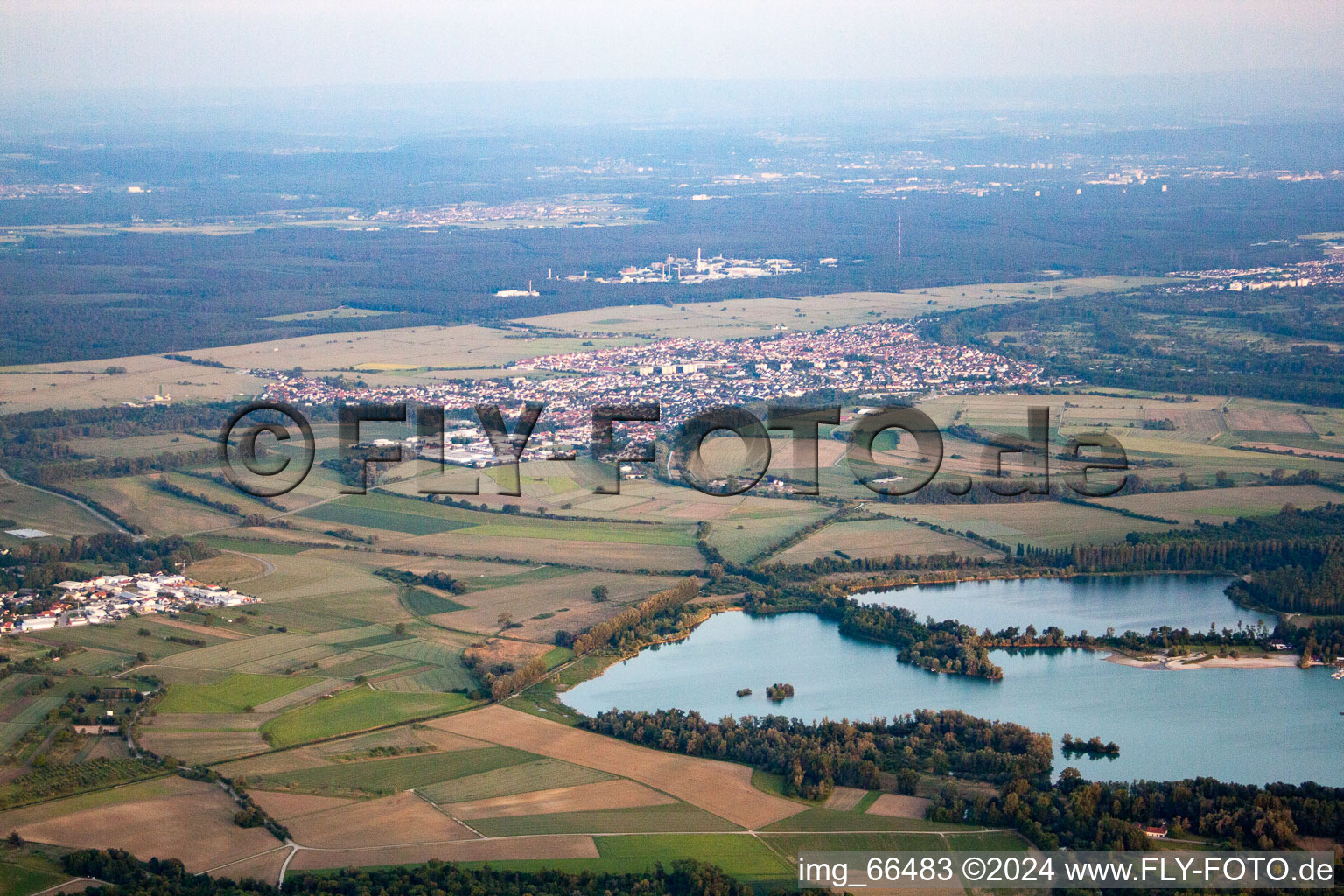 District Hochstetten in Linkenheim-Hochstetten in the state Baden-Wuerttemberg, Germany from a drone