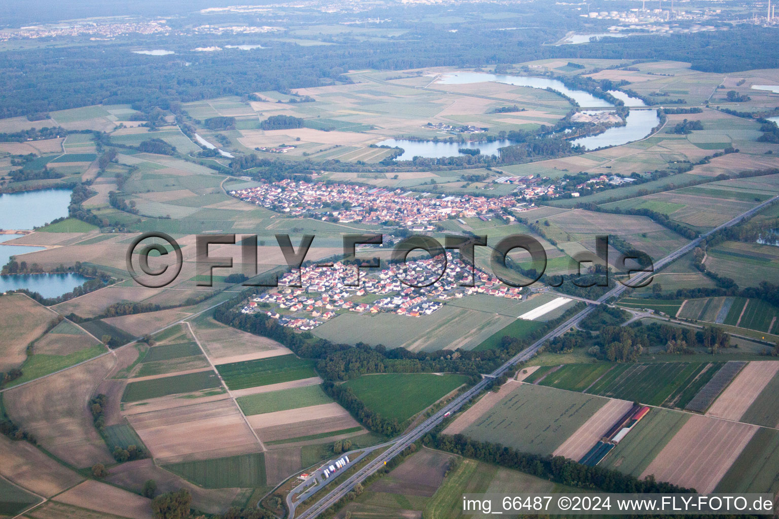 Aerial view of District Hardtwald in Neupotz in the state Rhineland-Palatinate, Germany