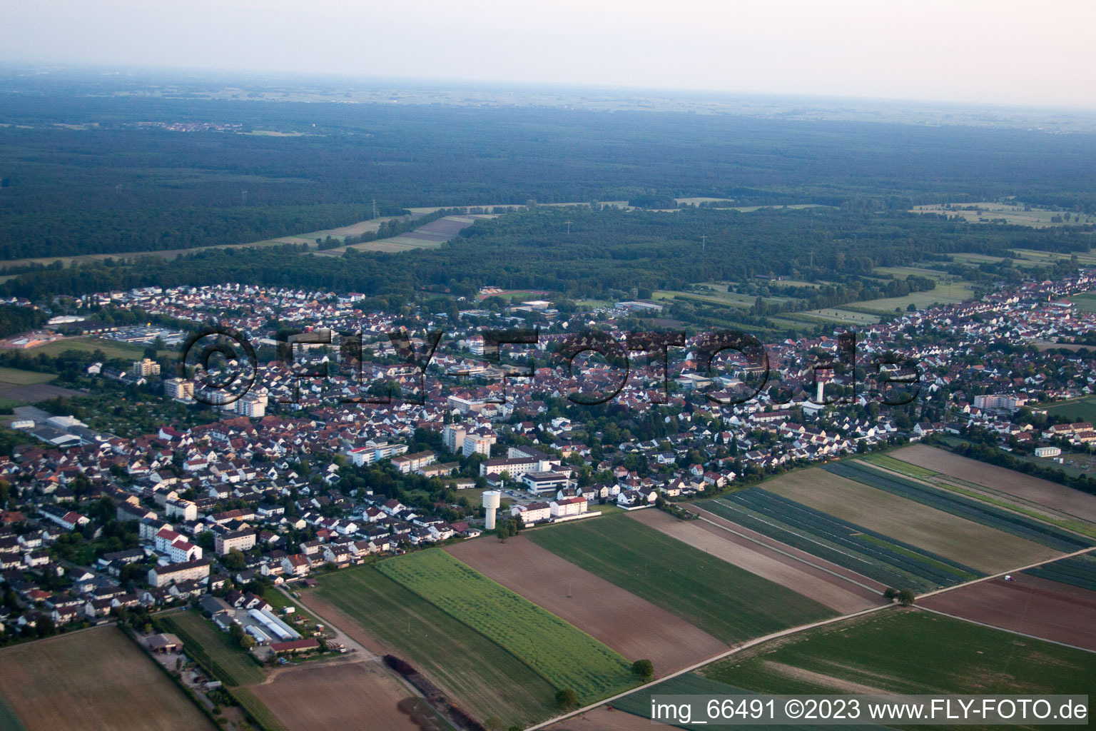 Aerial view of From the northeast in Kandel in the state Rhineland-Palatinate, Germany