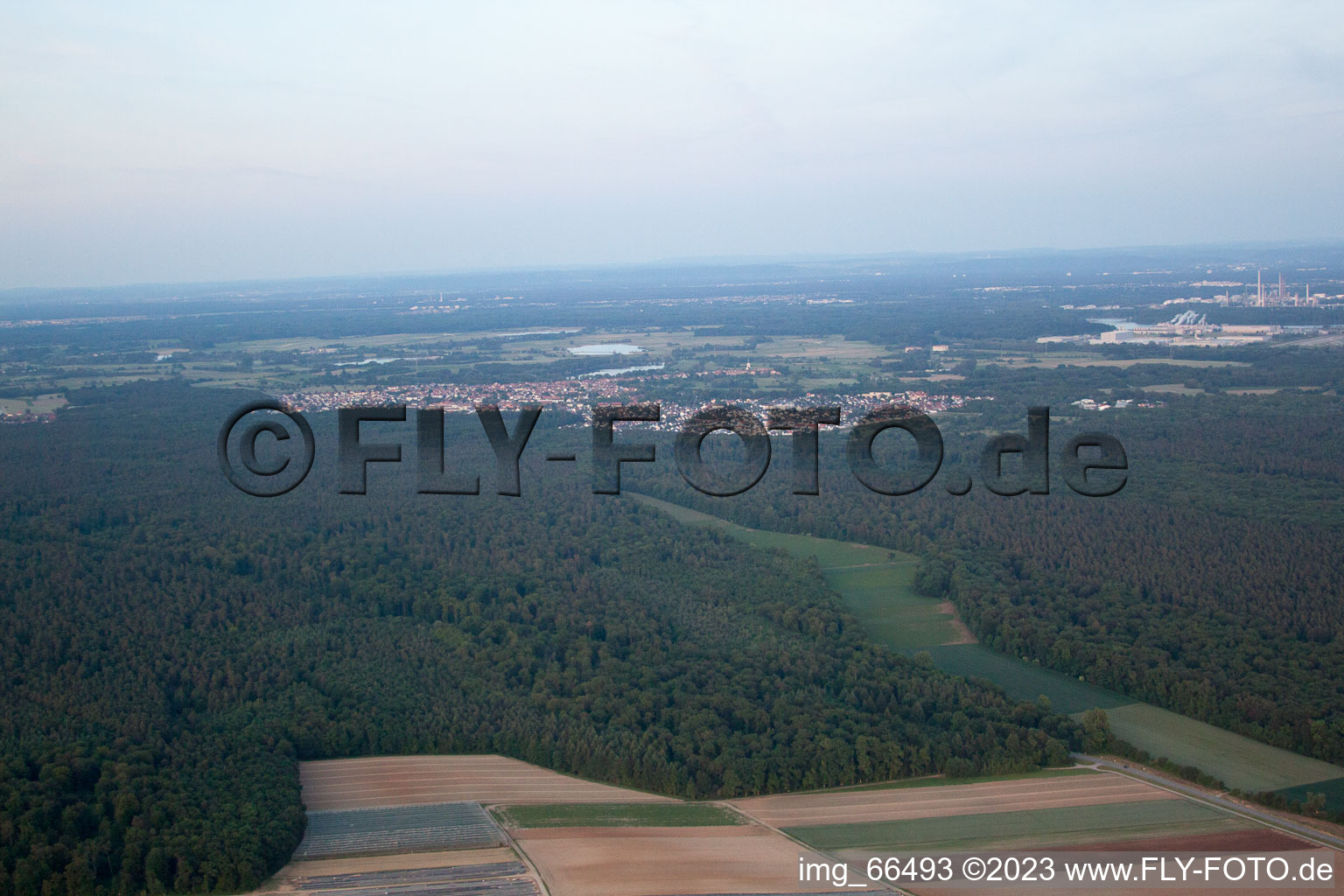 Aerial photograpy of From the northwest in Jockgrim in the state Rhineland-Palatinate, Germany