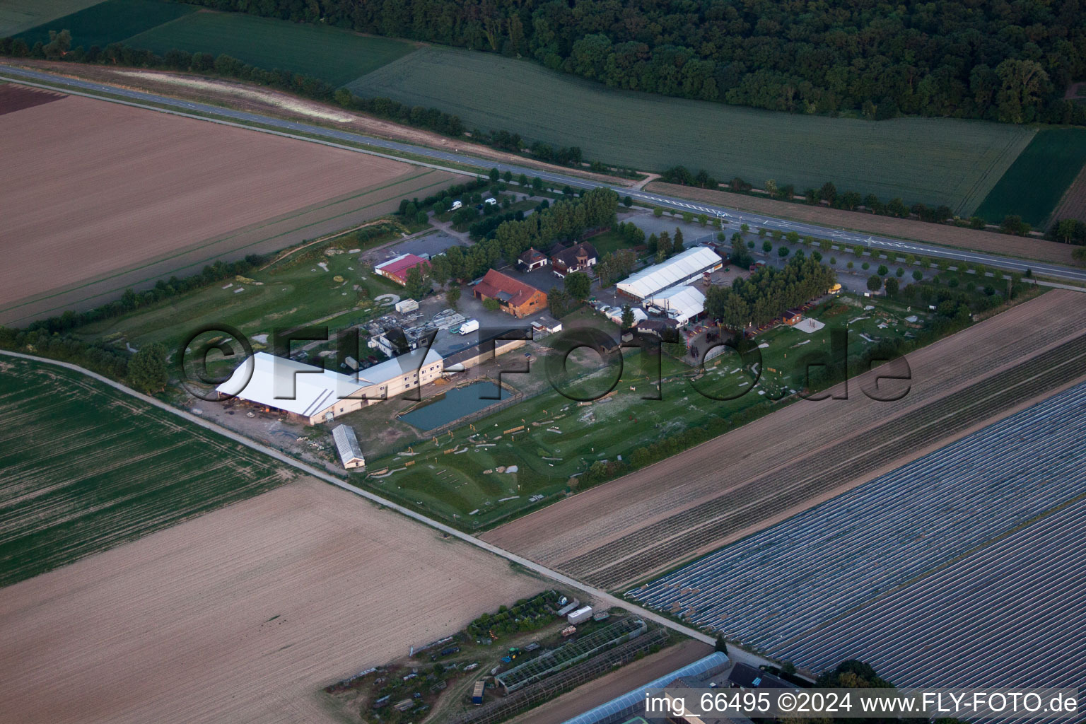 Adamshof foot golf course in Kandel in the state Rhineland-Palatinate, Germany from above