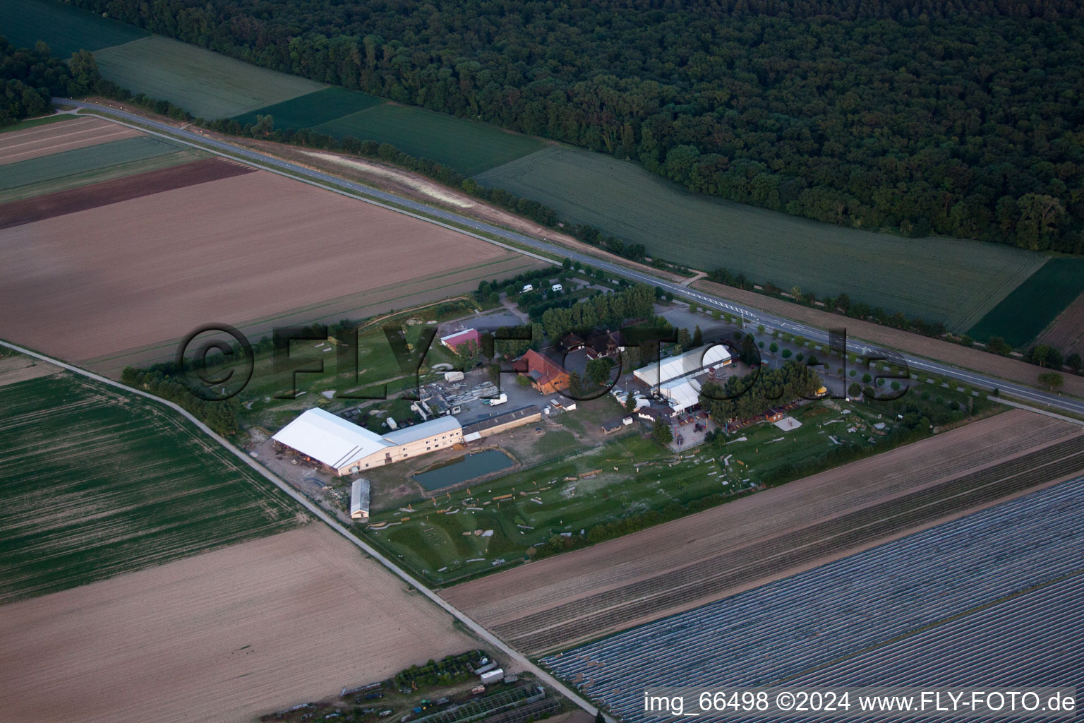 Adamshof foot golf course in Kandel in the state Rhineland-Palatinate, Germany seen from above