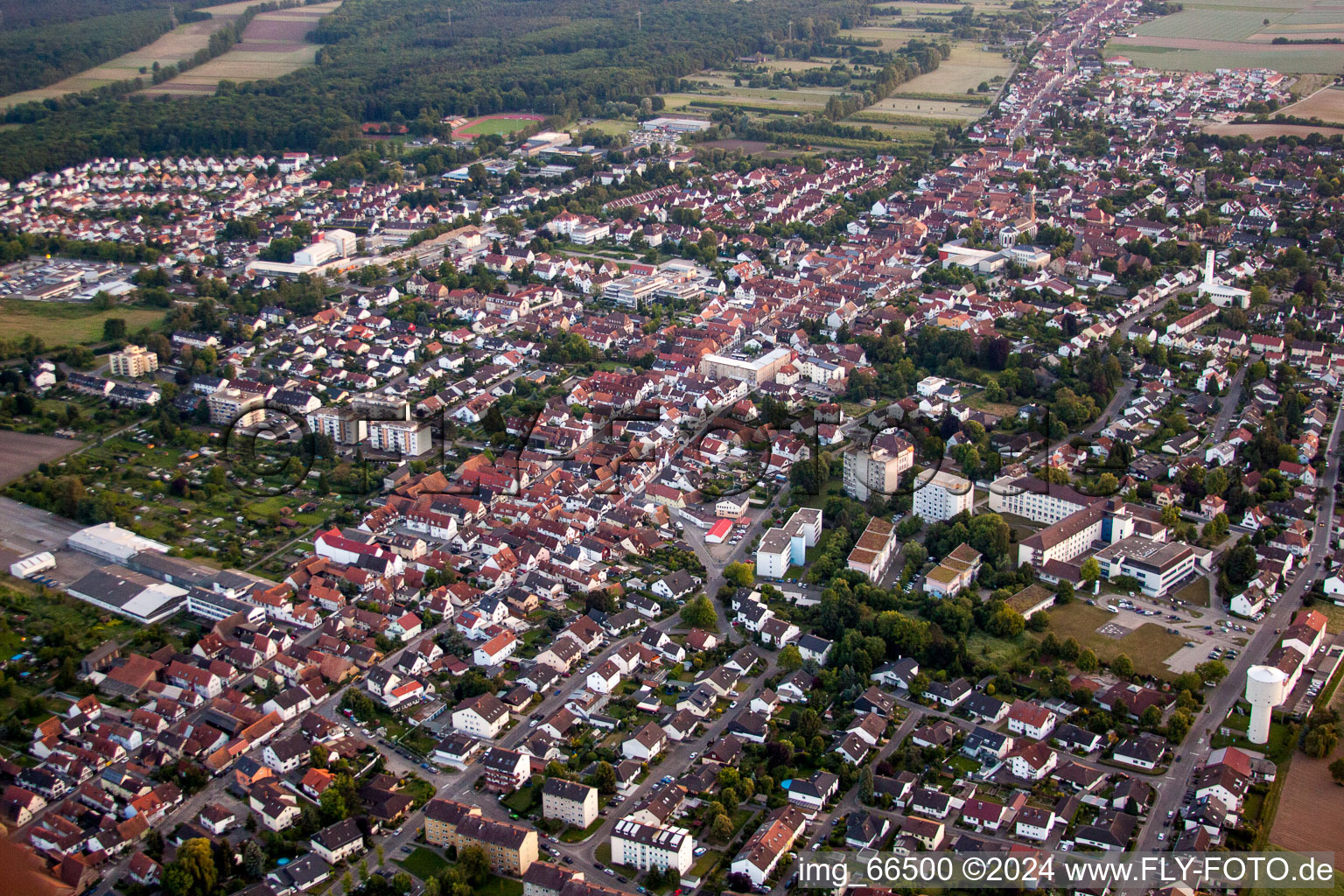 Kandel in the state Rhineland-Palatinate, Germany from the plane