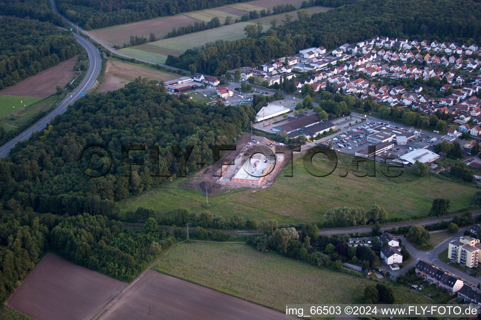 Aerial photograpy of New EDEKA building in Kandel in the state Rhineland-Palatinate, Germany