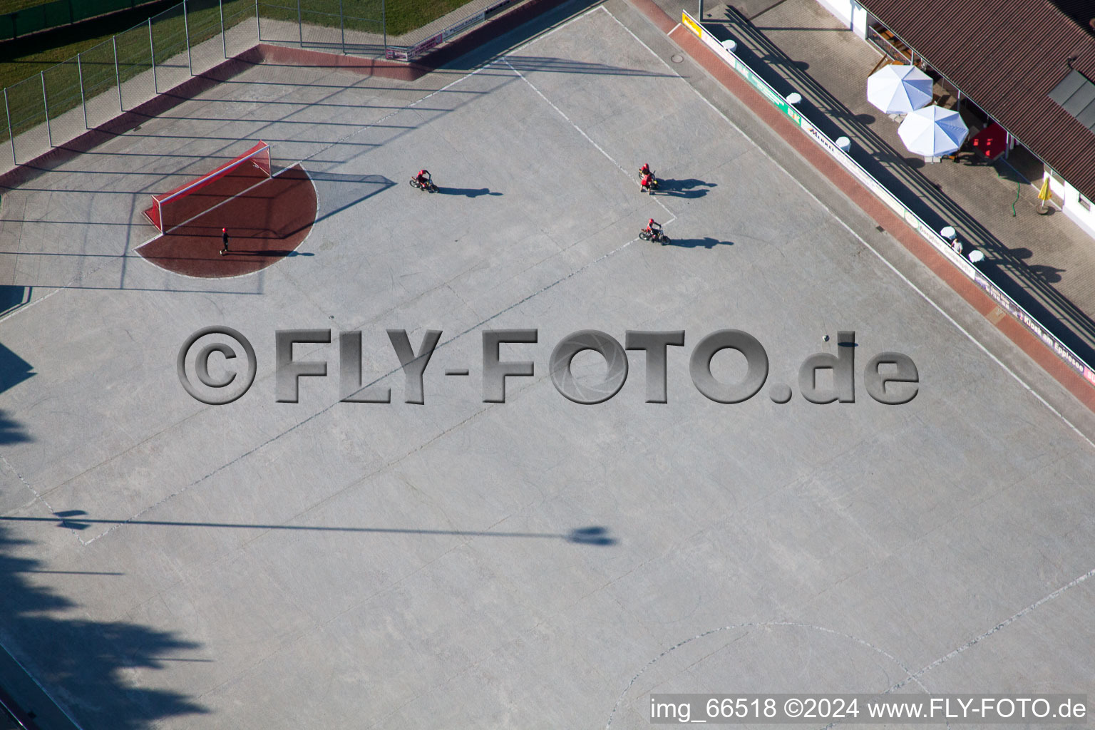 MSC Taifun, cycle ball field in the district Mörsch in Rheinstetten in the state Baden-Wuerttemberg, Germany out of the air