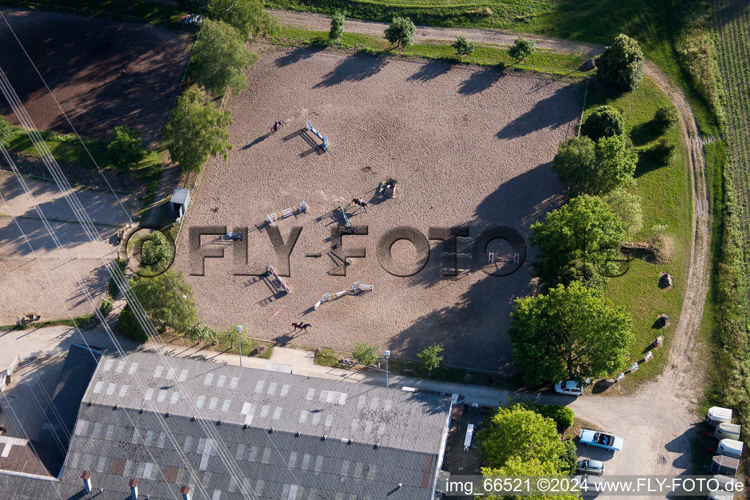 Aerial view of Tournament riding field, riding and driving club in the district Mörsch in Rheinstetten in the state Baden-Wuerttemberg, Germany